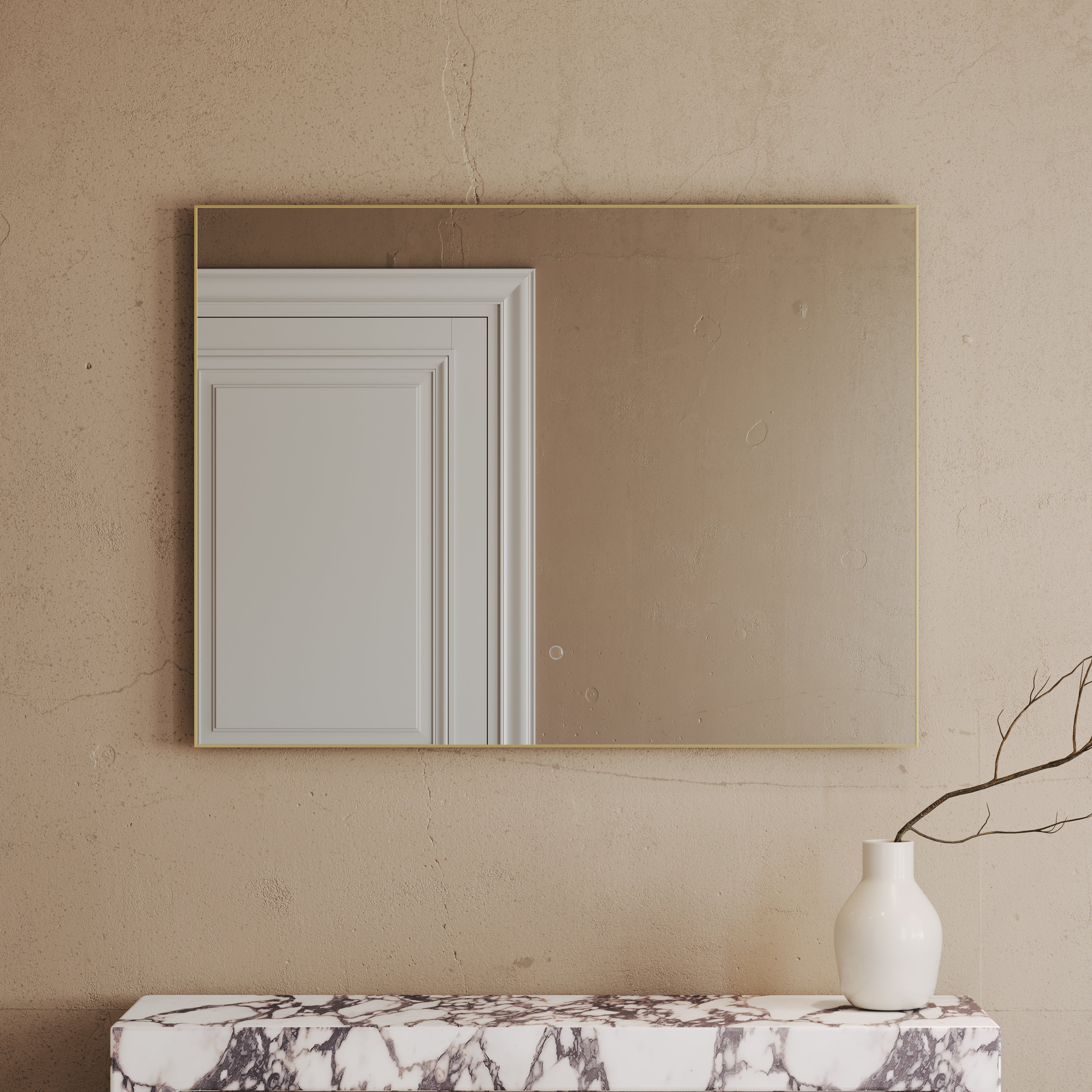 Cielo Mirror with Backlit LED & Demister Brushed Gold 1200mm