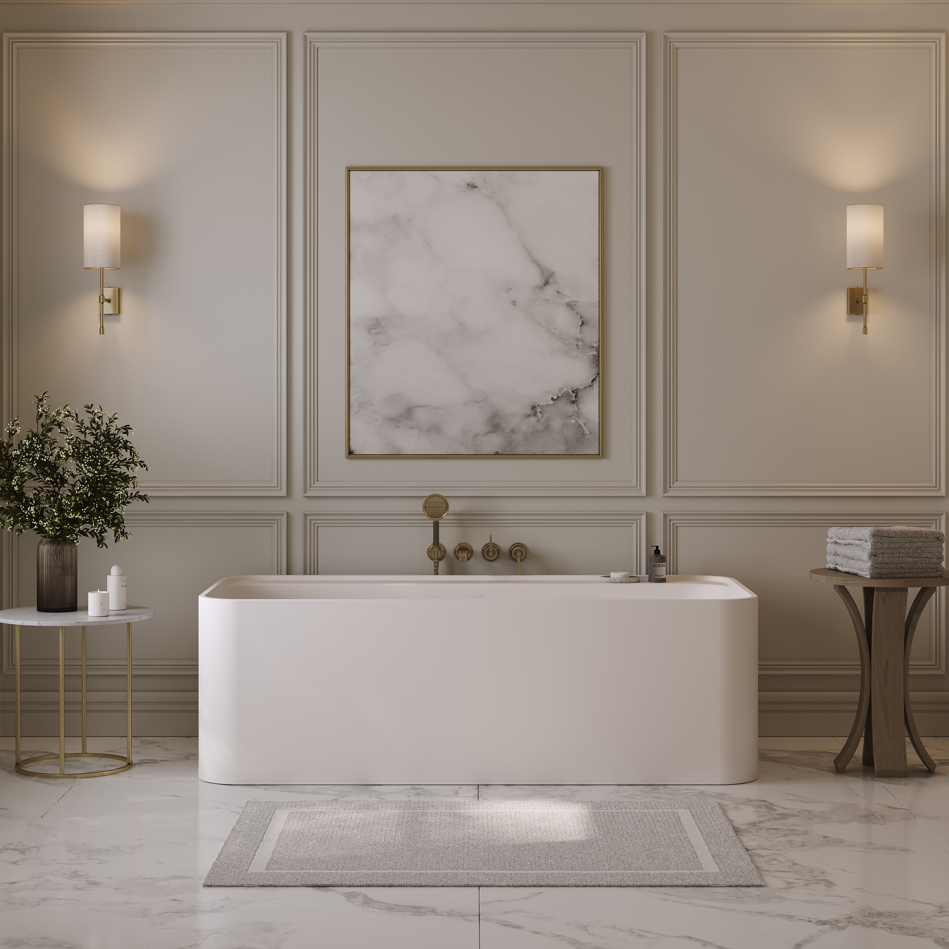 Cullen Freestanding White Stone Bath 1700mm
