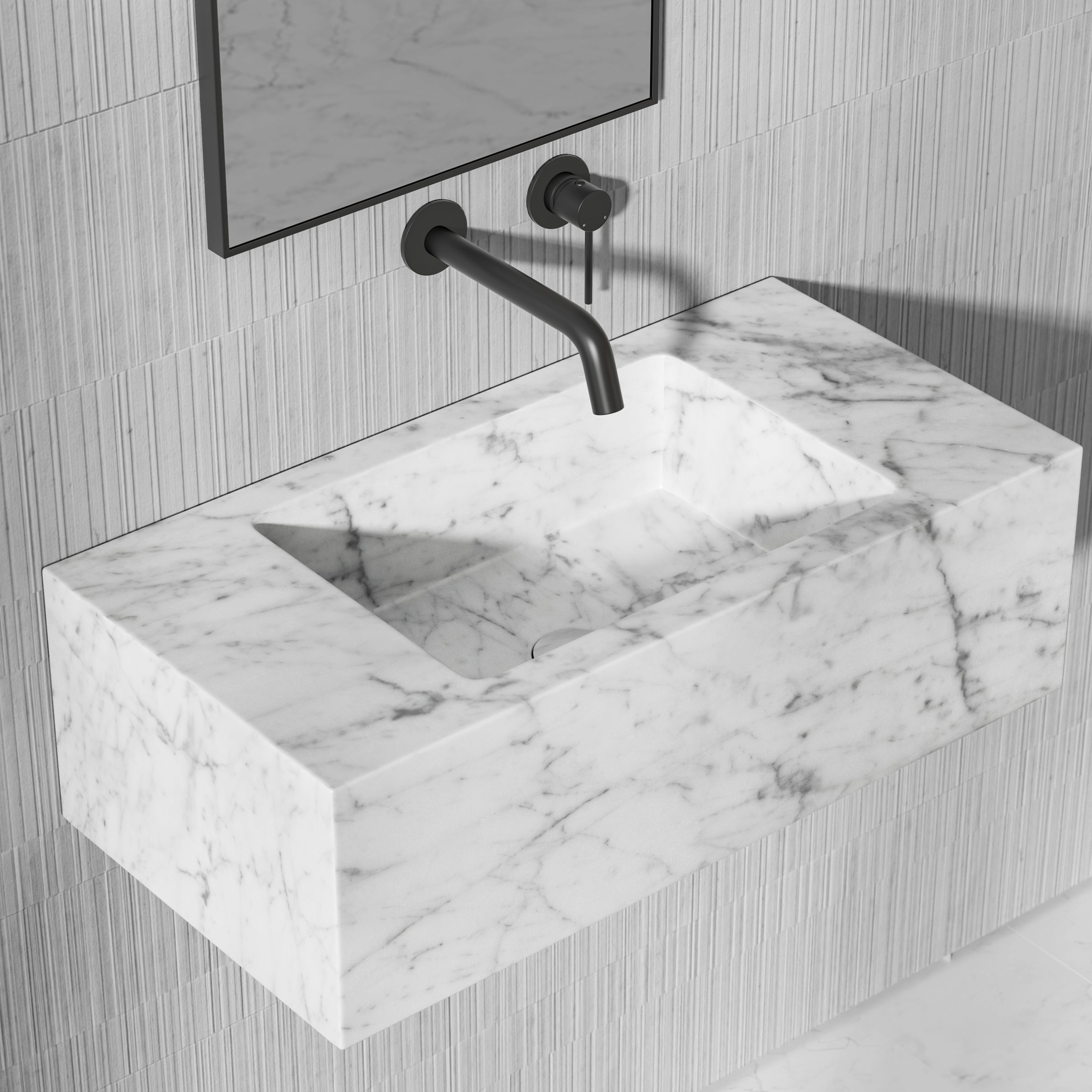 Cinatti Carrara Marble Wall Hung Basin 700mm