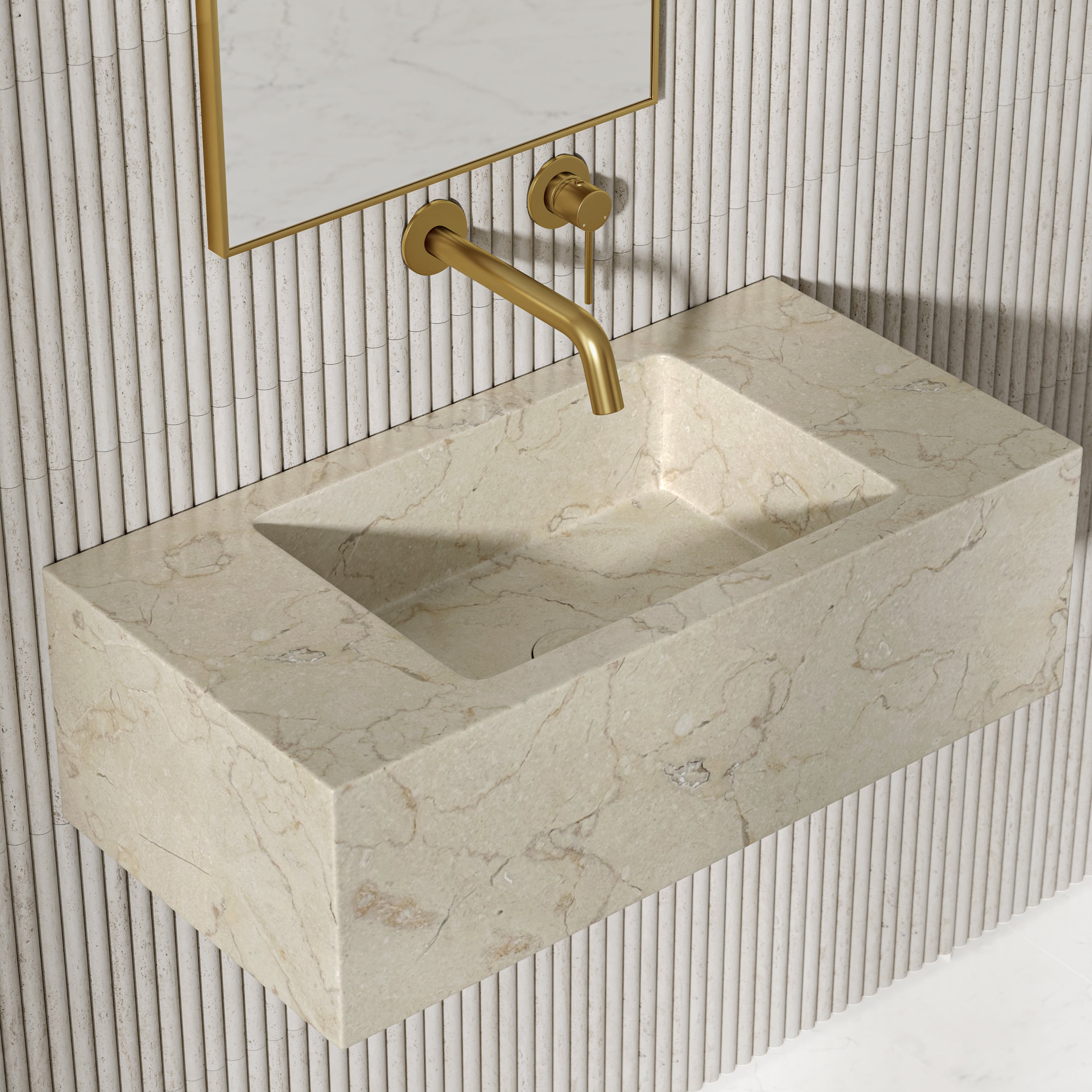 Cinatti Crema Marfil Marble Wall Hung Basin 700mm