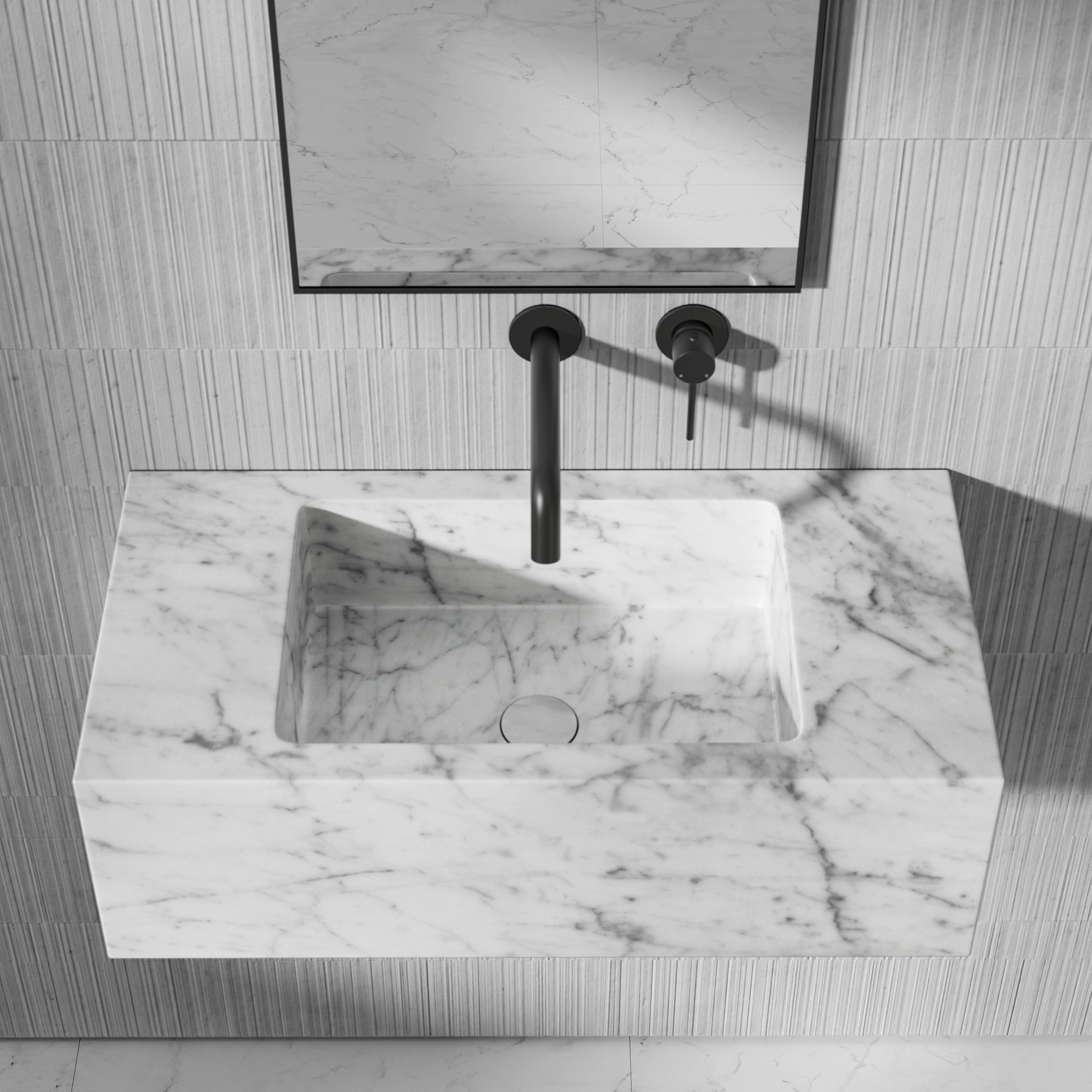 Cinatti Carrara Marble Wall Hung Basin 700mm