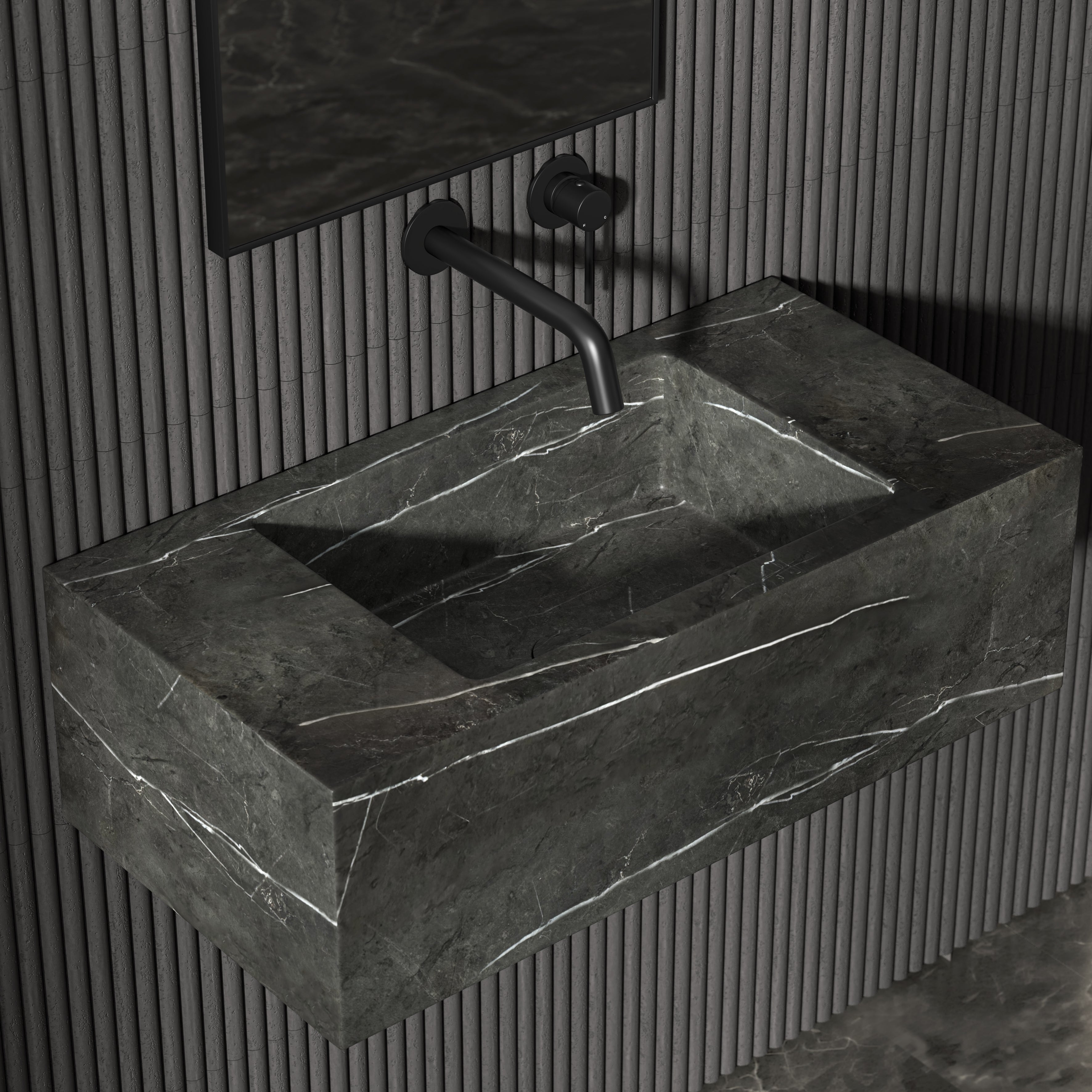 Cinatti Pietra Grey Marble Wall Hung Basin 700mm
