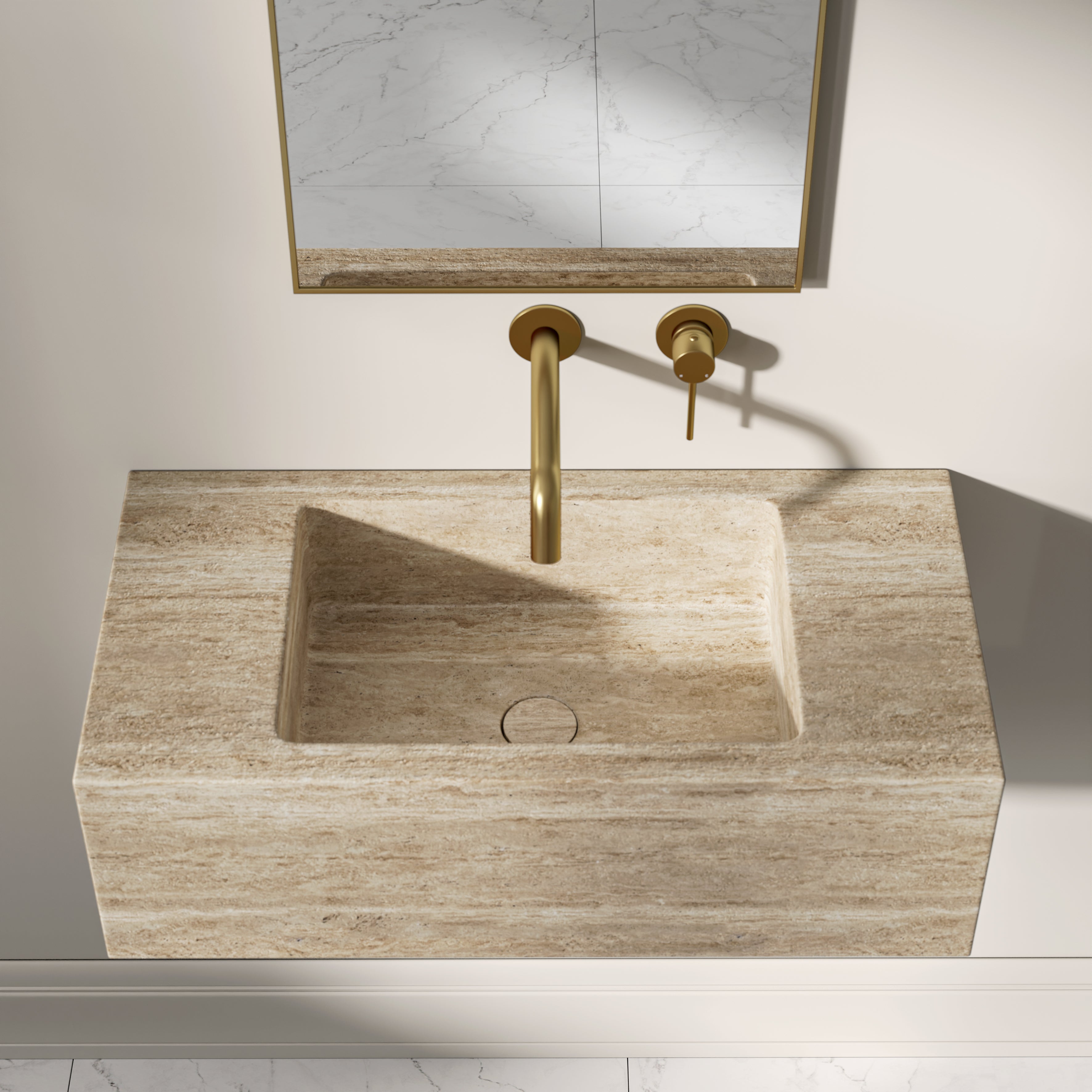 Cinatti Travertine Marble Wall Hung Basin 700mm