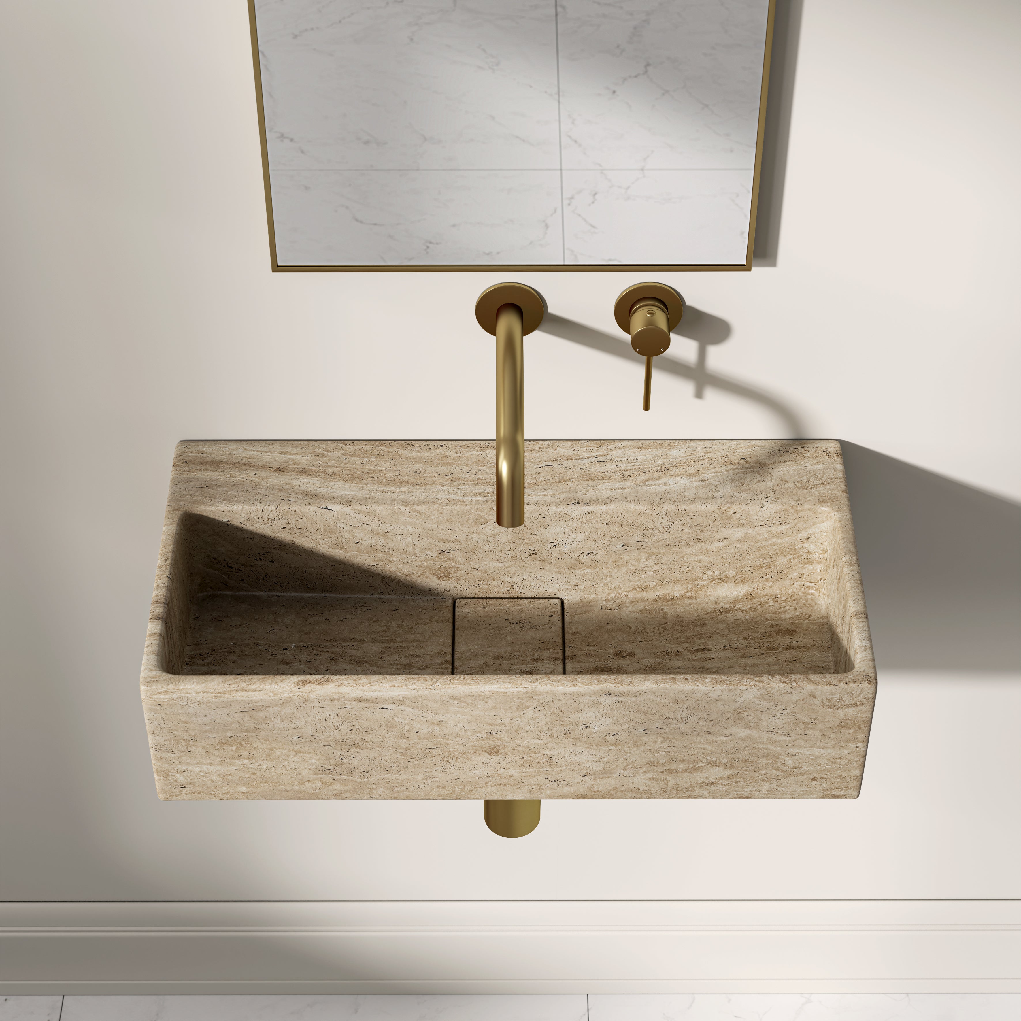 Clara Travertine Wall Hung Basin 600mm