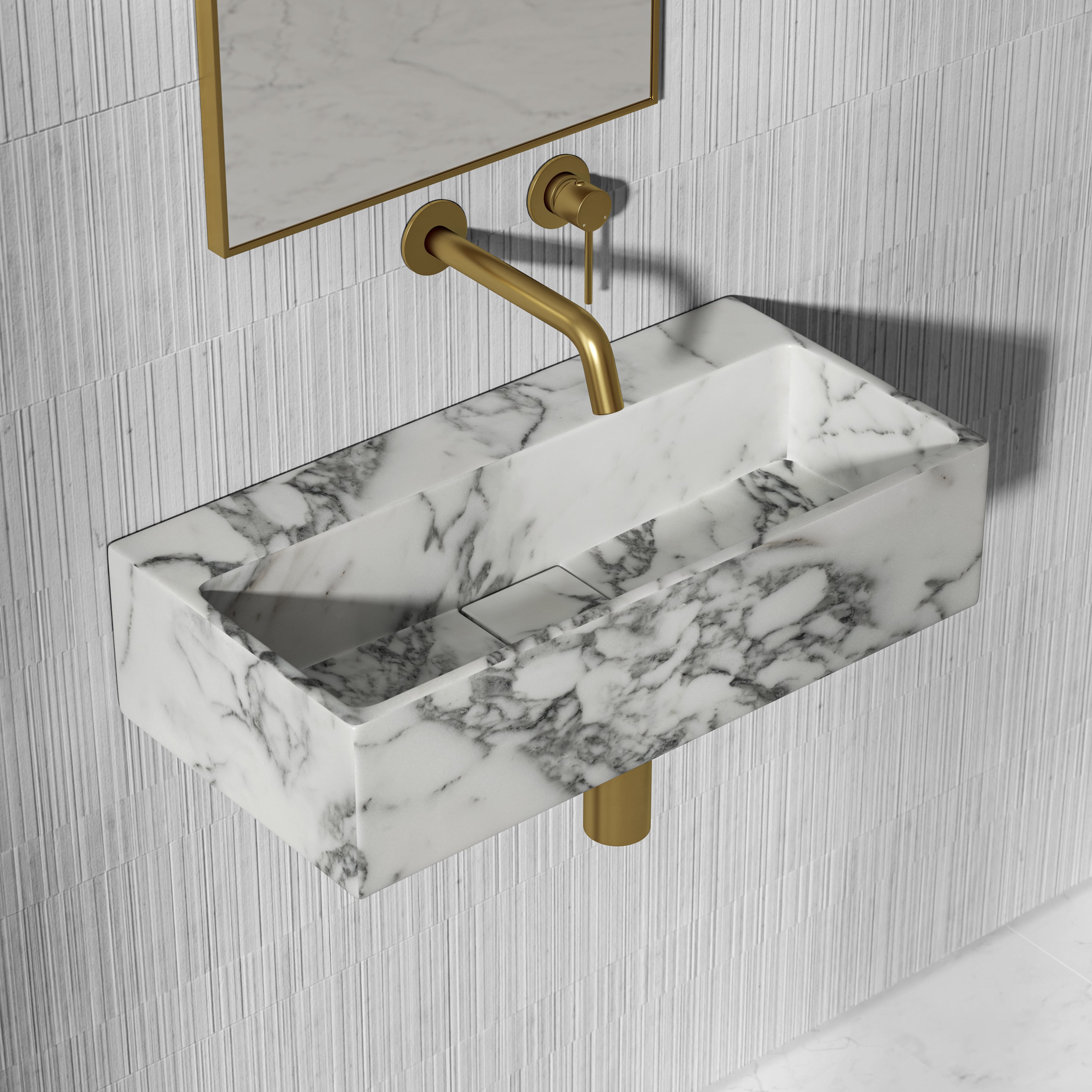 Clara Arabescato Marble Wall Hung Basin 600mm