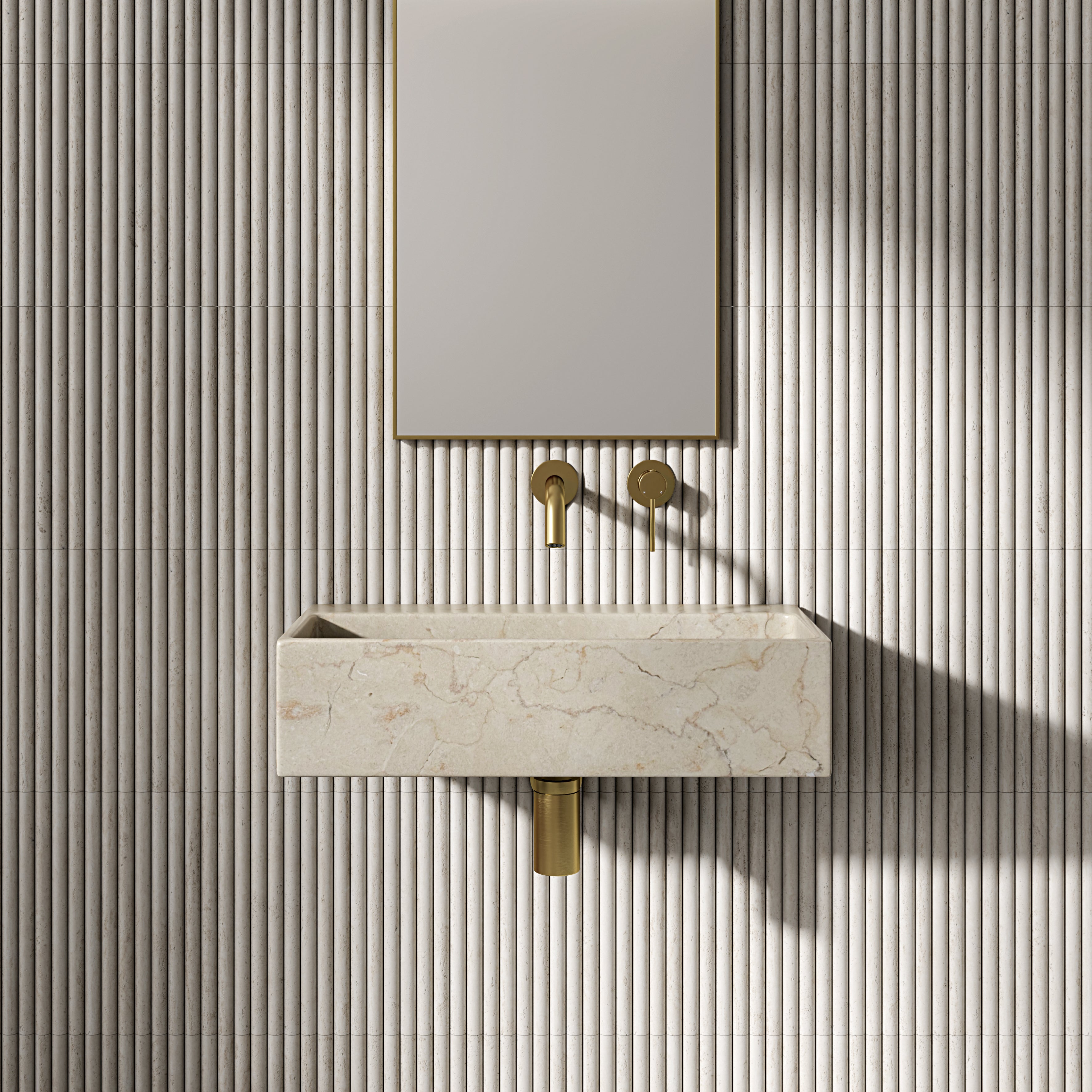 Clara Crema Marfil Marble Wall Hung Basin 600mm