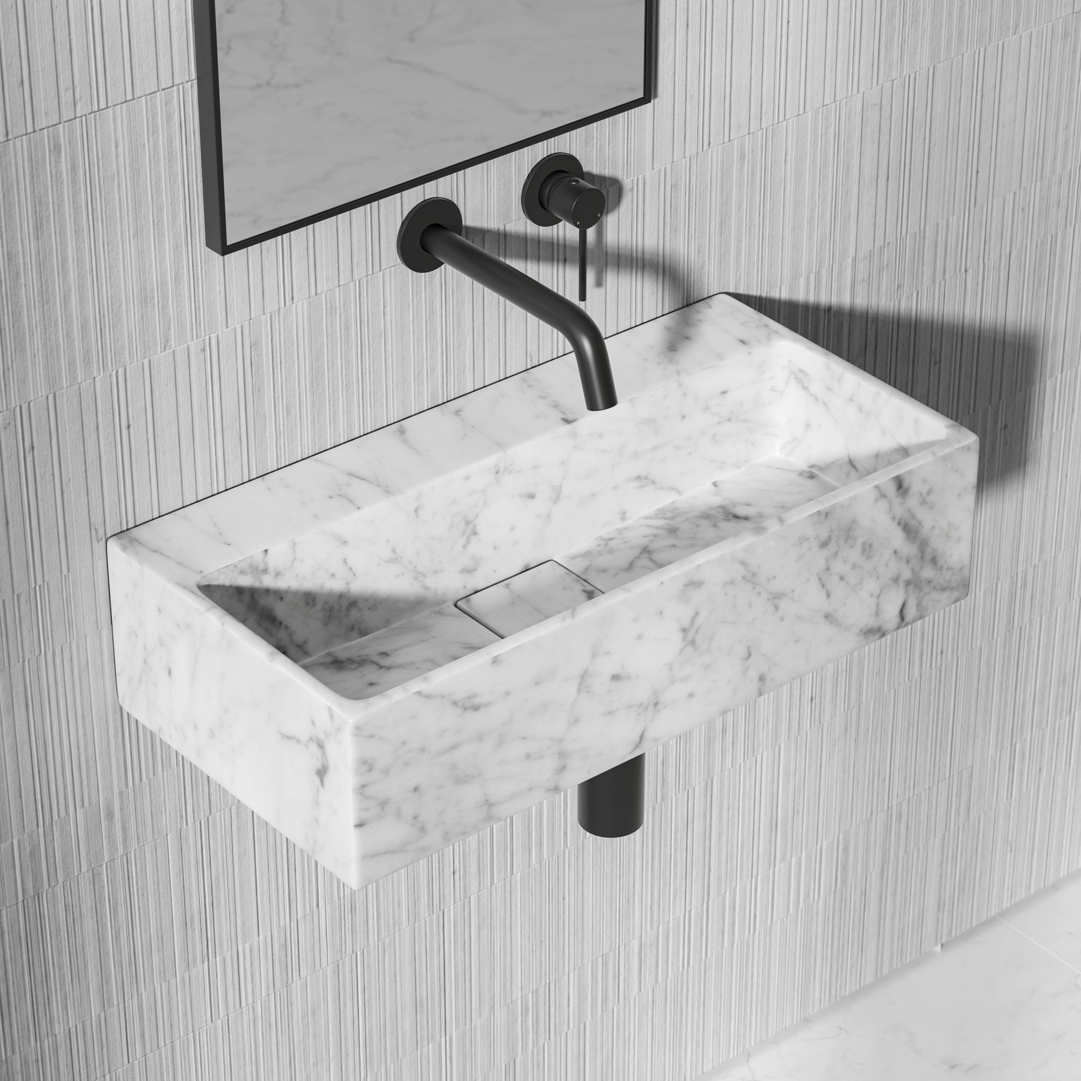 Clara Carrara Marble Wall Hung Basin 600mm