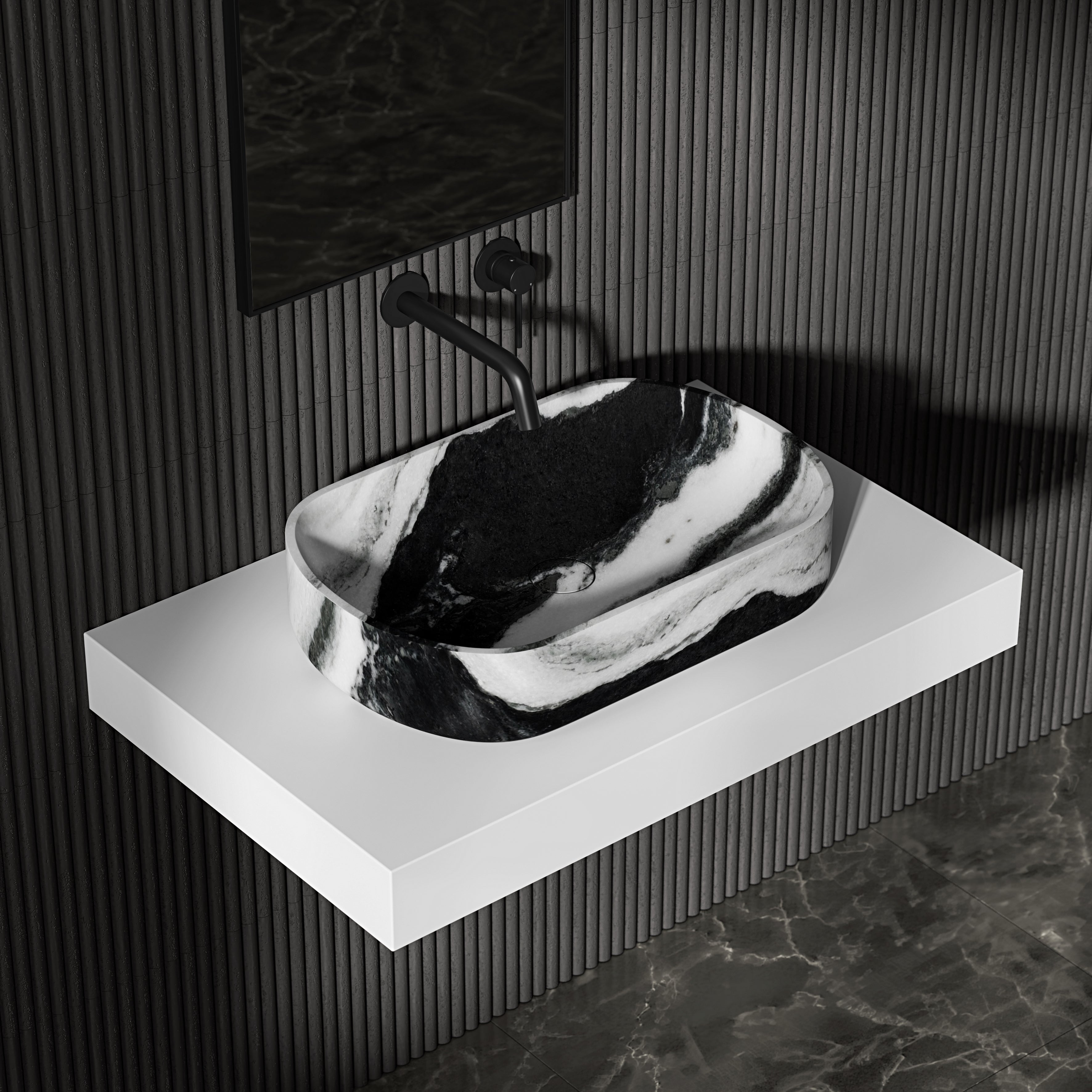 Clere Panda Marble Countertop Basin 550mm
