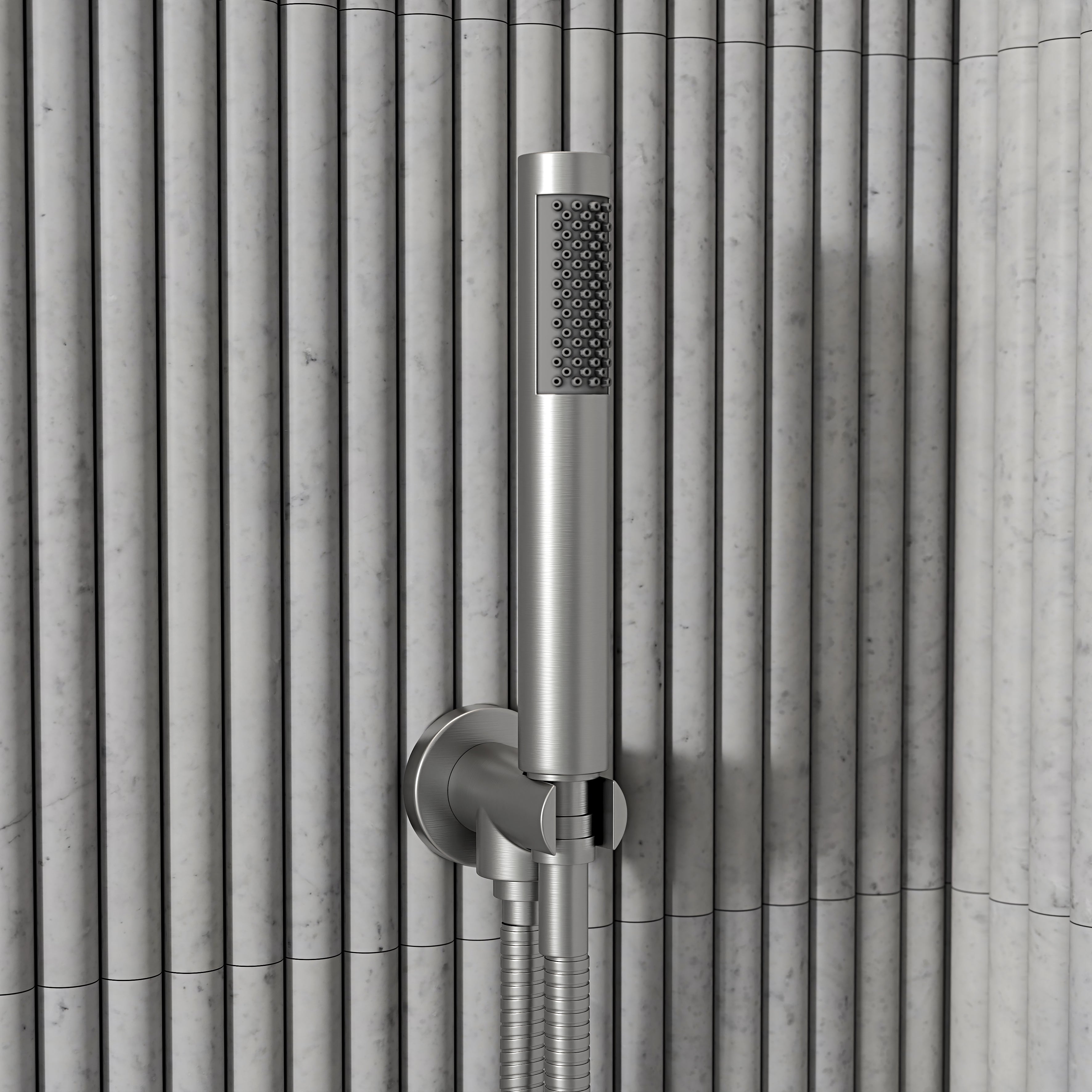 Nuvo Brushed Stainless Thermostatic Shower With Handheld Shower