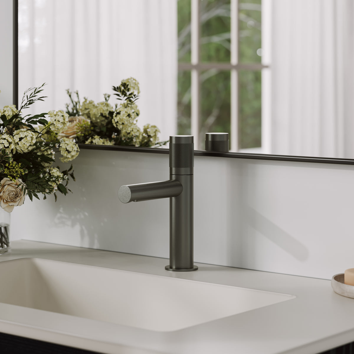 Alder Monobloc Brushed Gunmetal Basin Mixer Tap