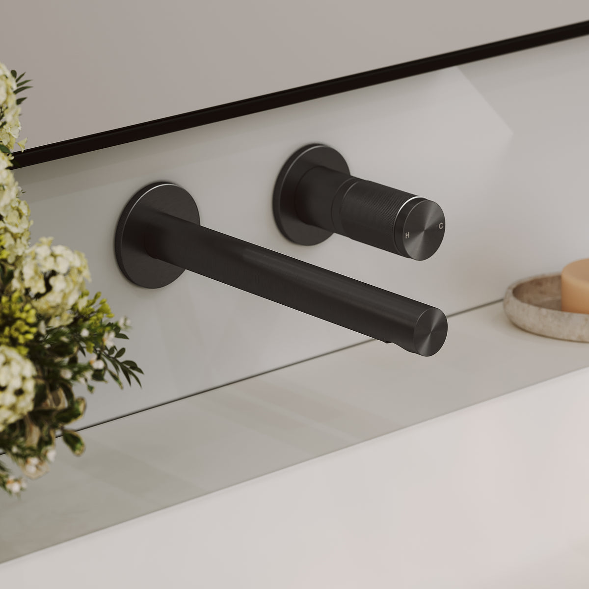Alder Brushed Gunmetal Wall Mounted Basin Mixer Tap
