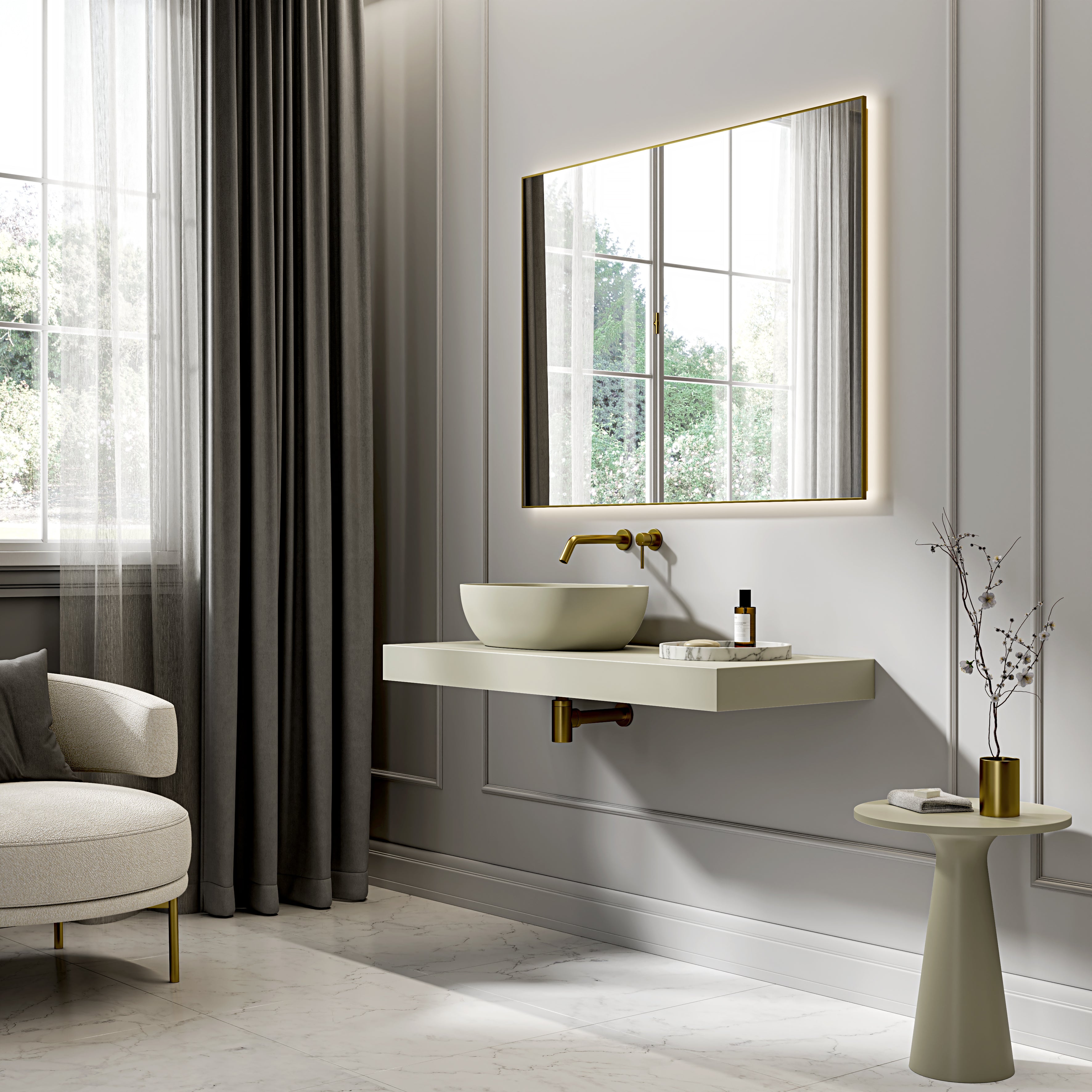 Bromley Sage Countertop Stone Basin 560mm