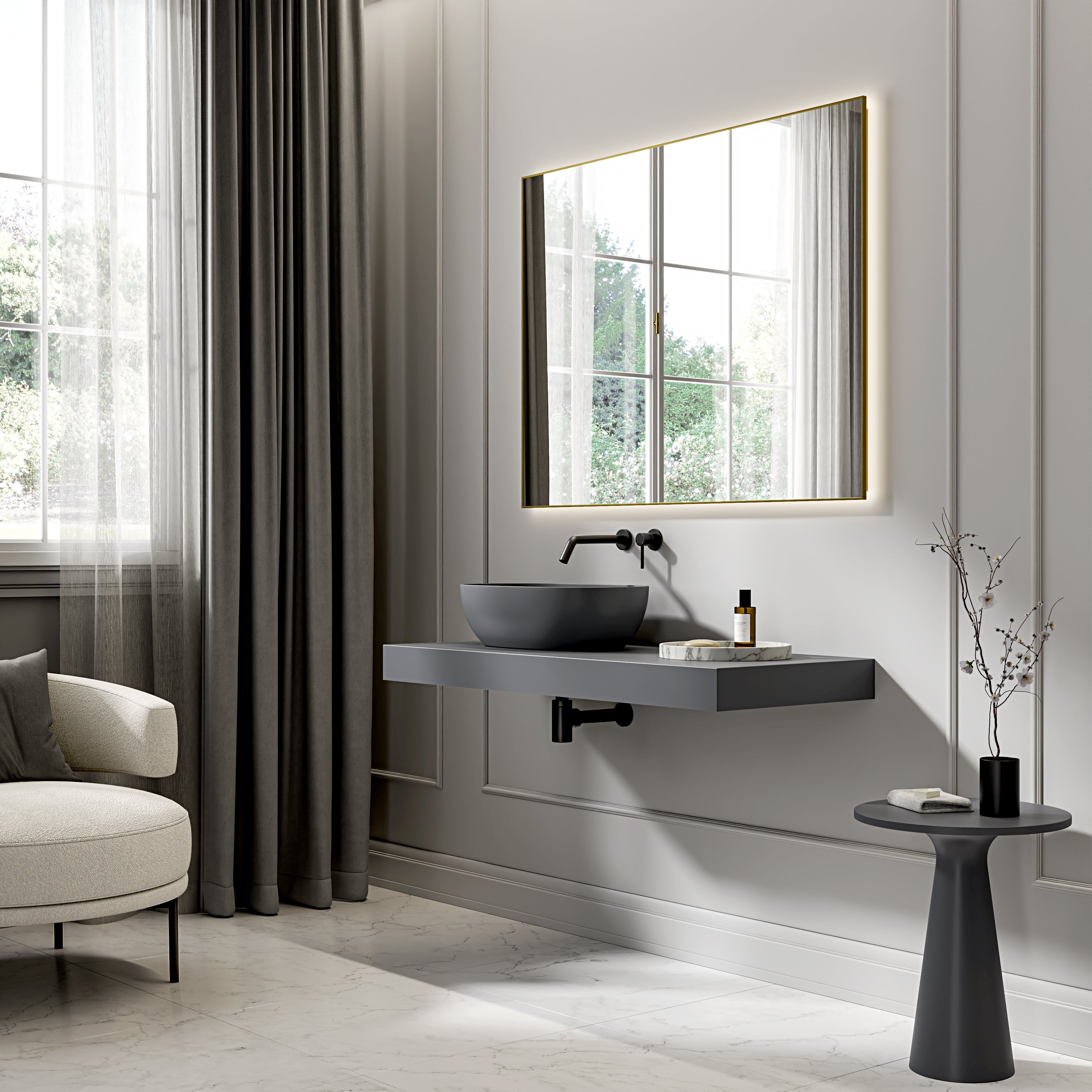 Bromley Slate Countertop Stone Basin 560mm