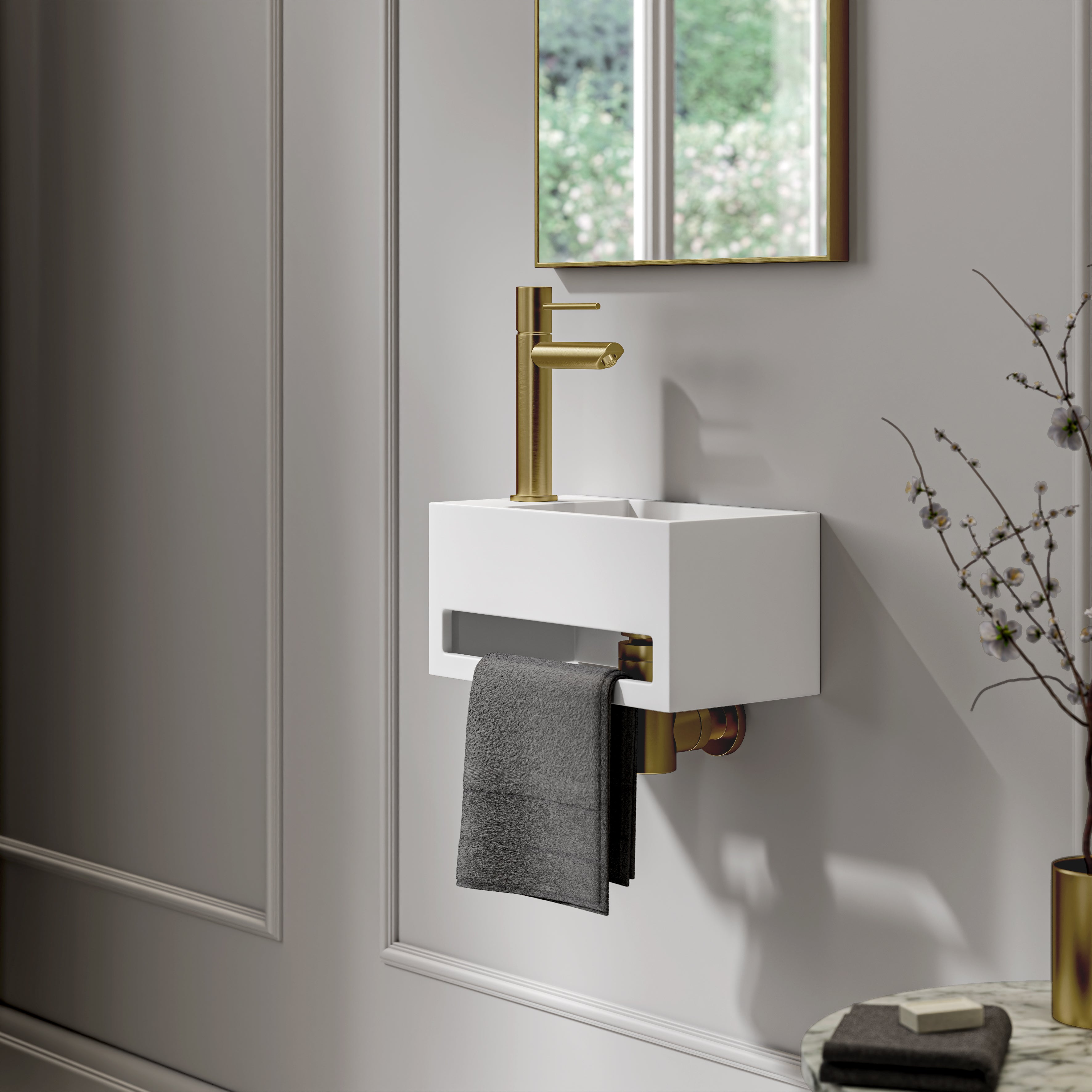 Danby Matte White Wall Hung Stone Basin 330mm