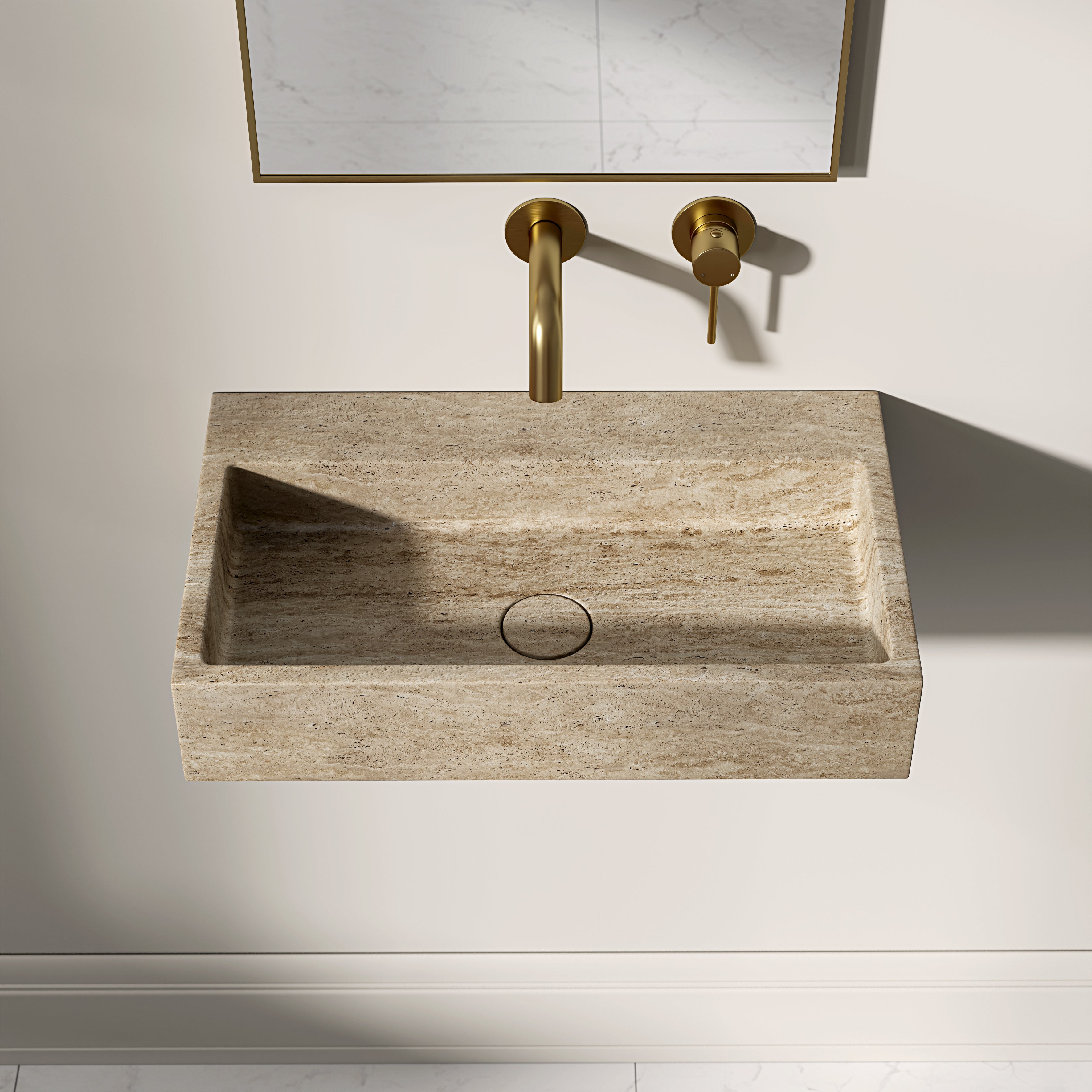 Danilo Travertine Wall Hung Basin 500mm