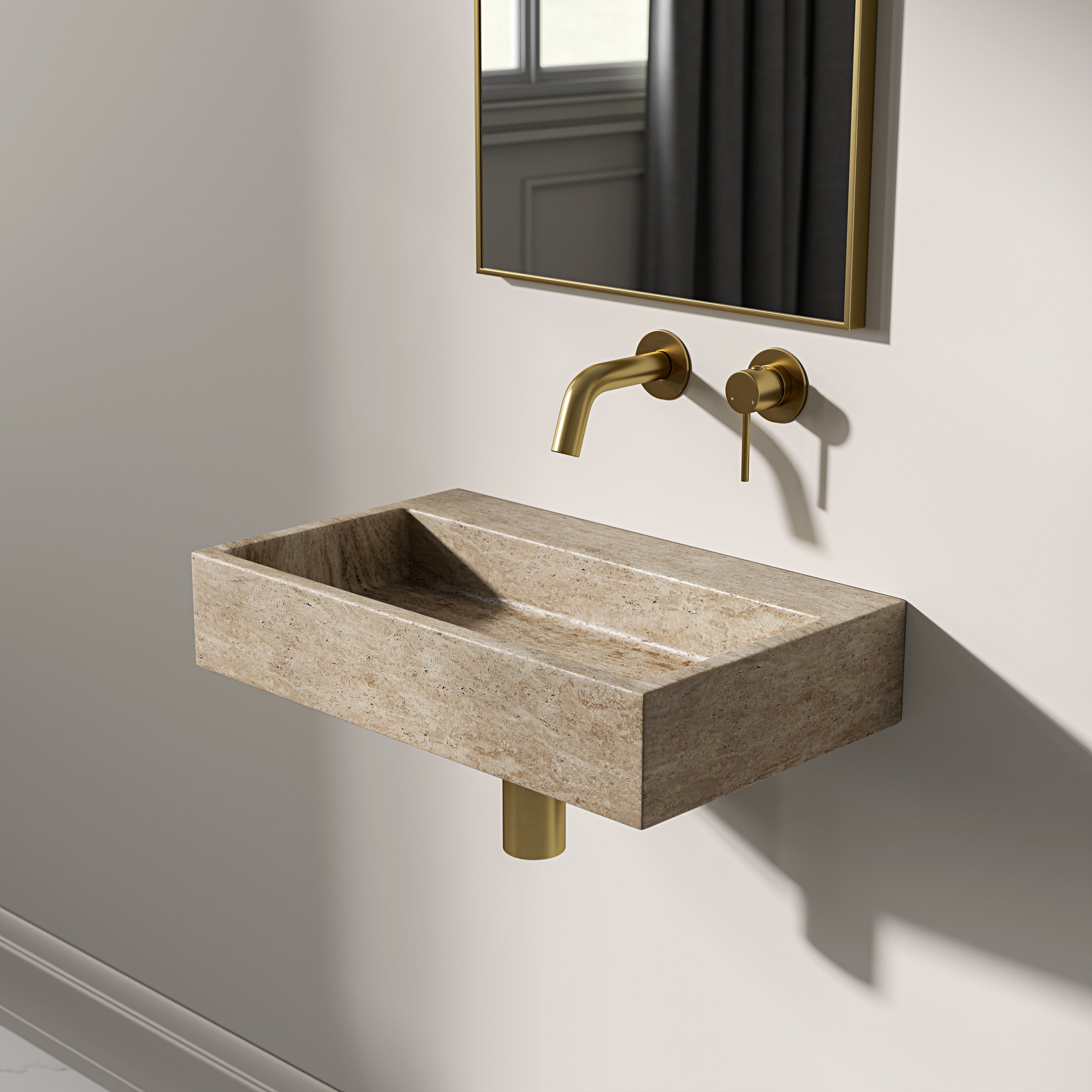 Danilo Travertine Wall Hung Basin 500mm