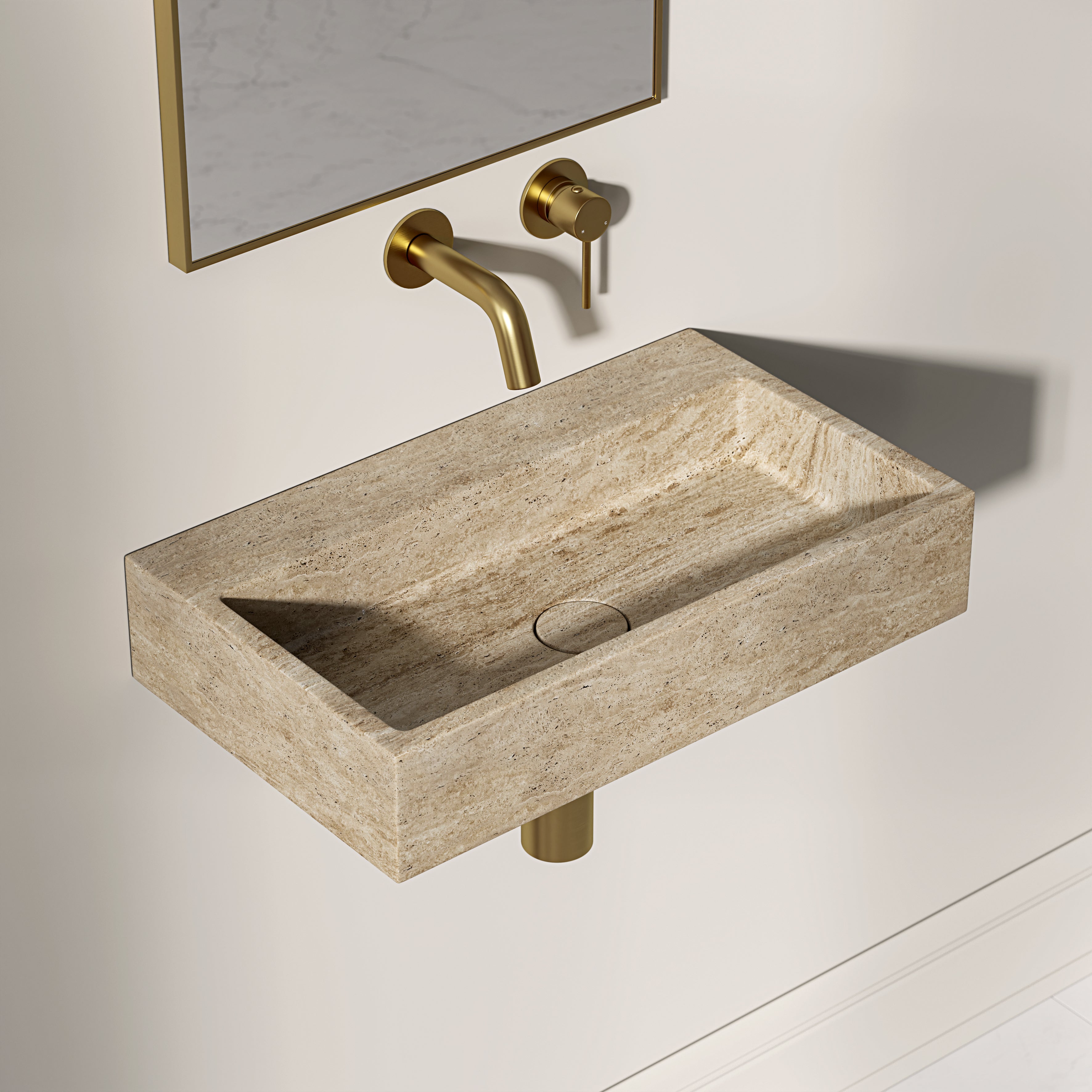 Danilo Travertine Wall Hung Basin 500mm