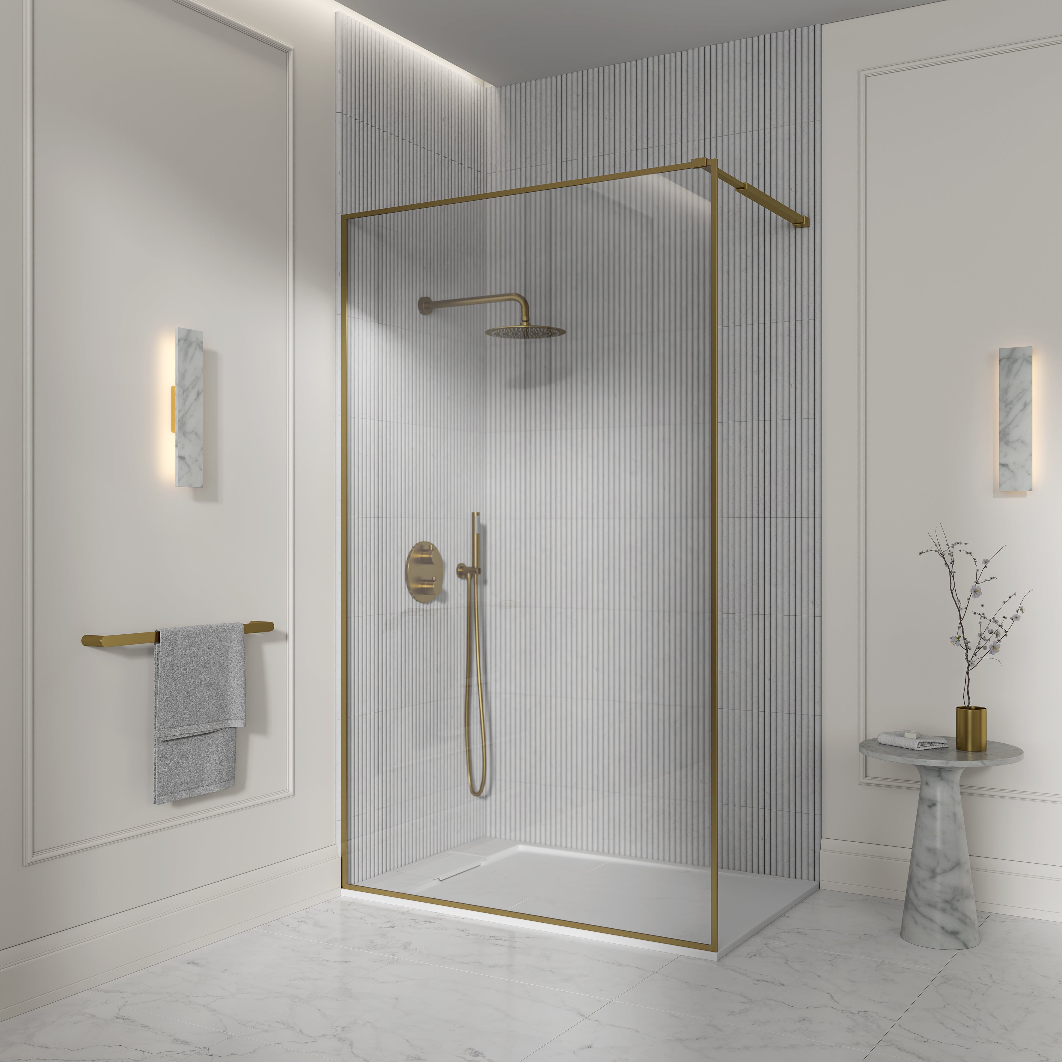Darley Brushed Gold Shower Screen