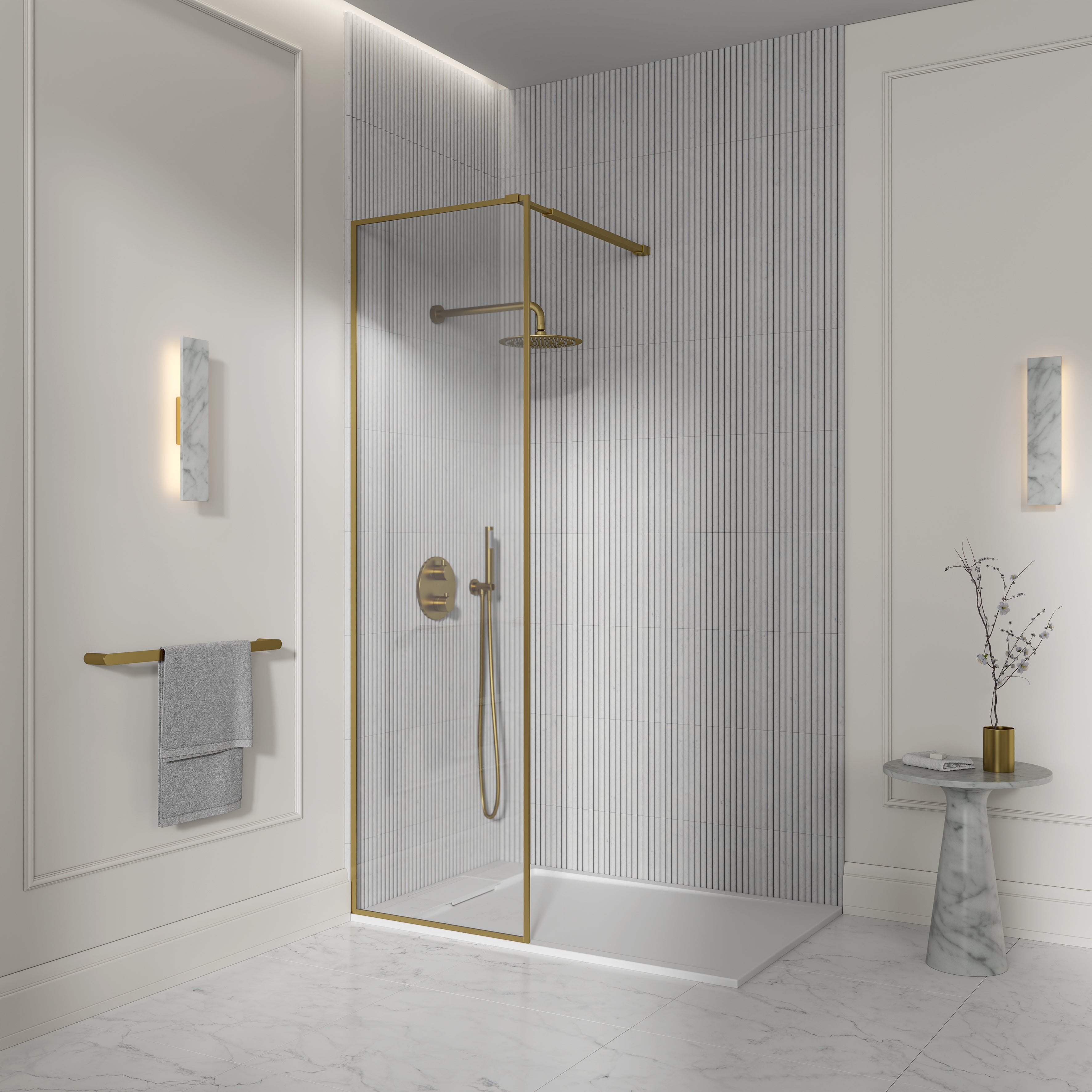 Darley Brushed Gold Shower Screen