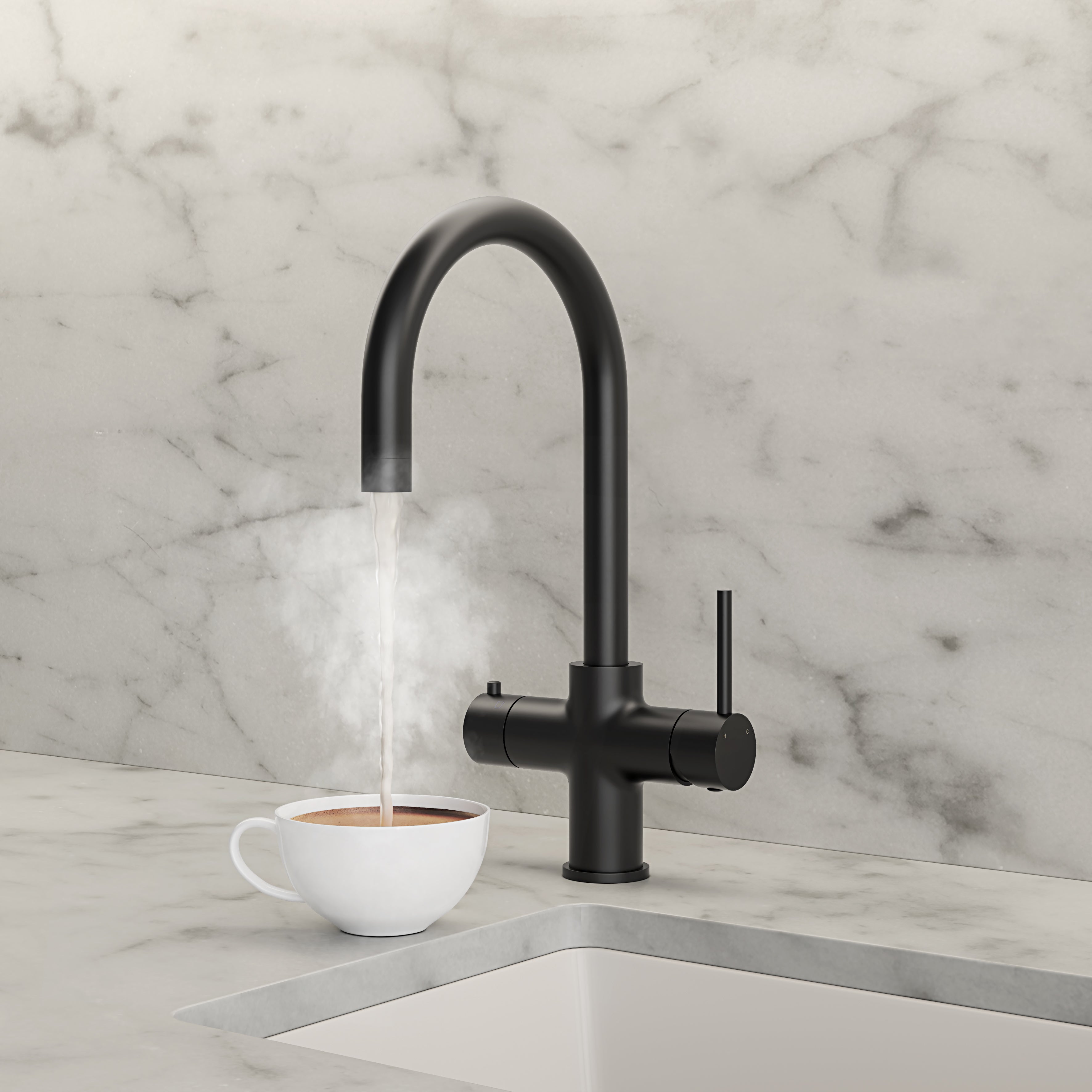 Fulham Matte Black 4 in 1 Boiling Water Kitchen Tap