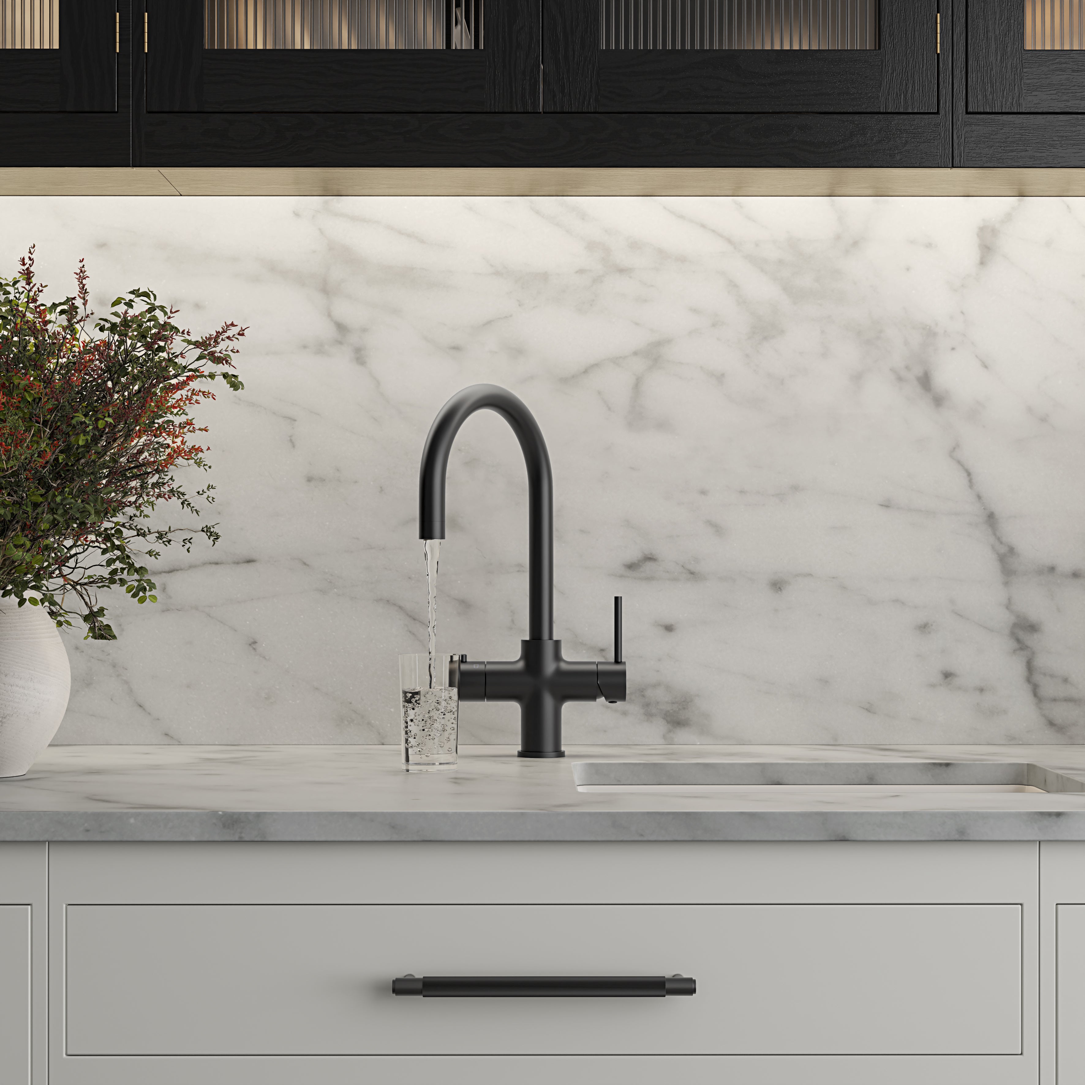 Fulham Matte Black 4 in 1 Boiling Water Kitchen Tap