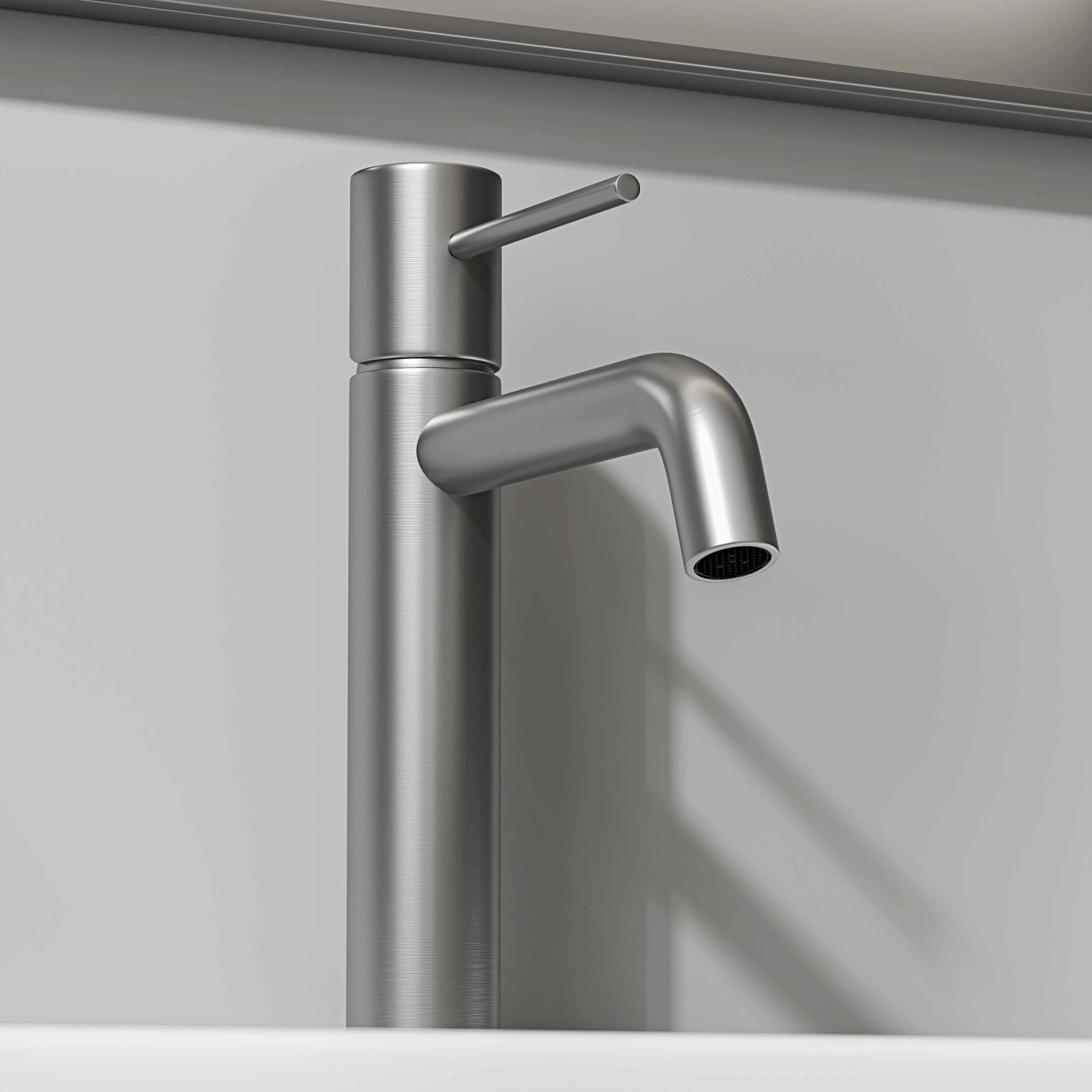 Nuvo Brushed Stainless Curved Spout Basin Mixer Tap