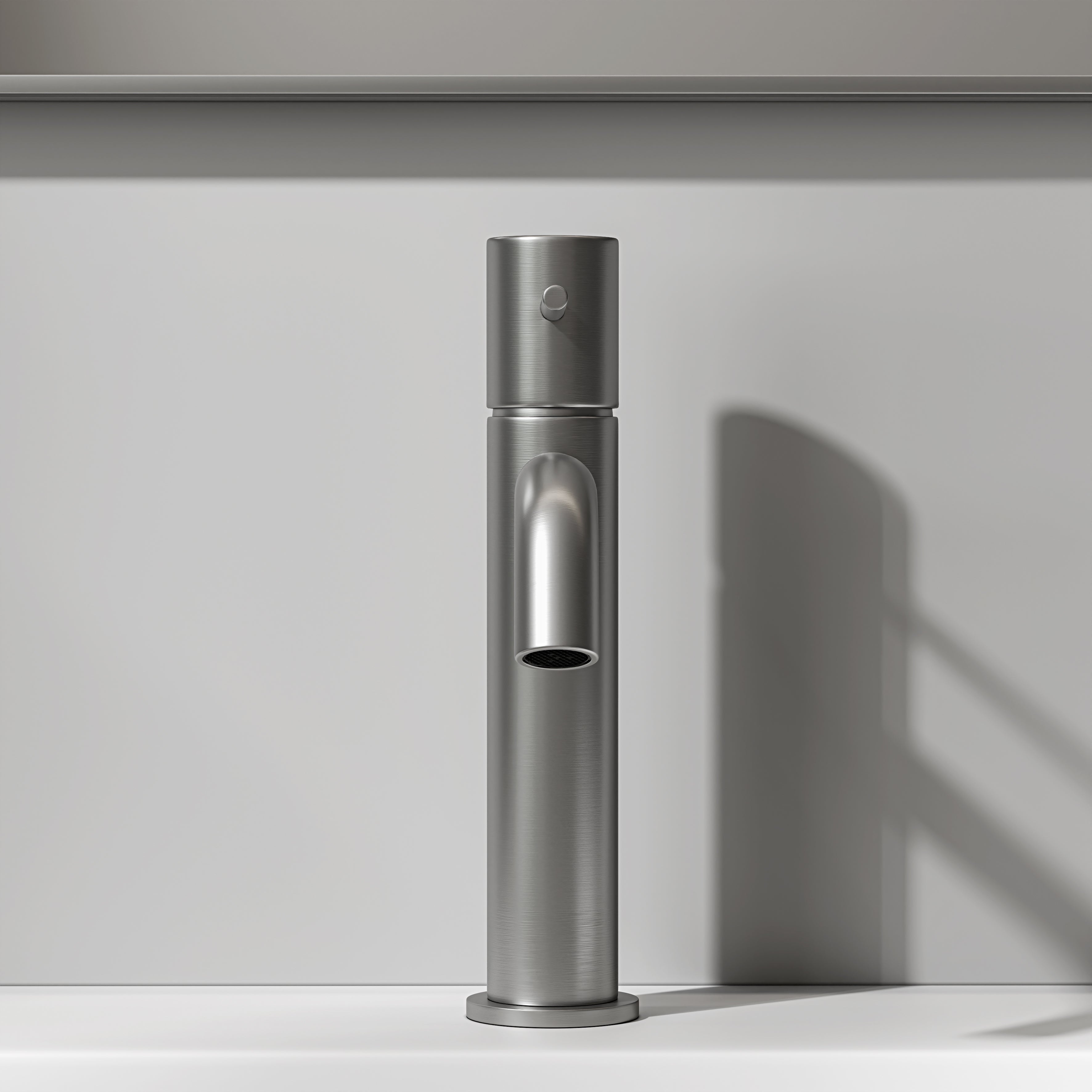 Nuvo Brushed Stainless Curved Spout Basin Mixer Tap