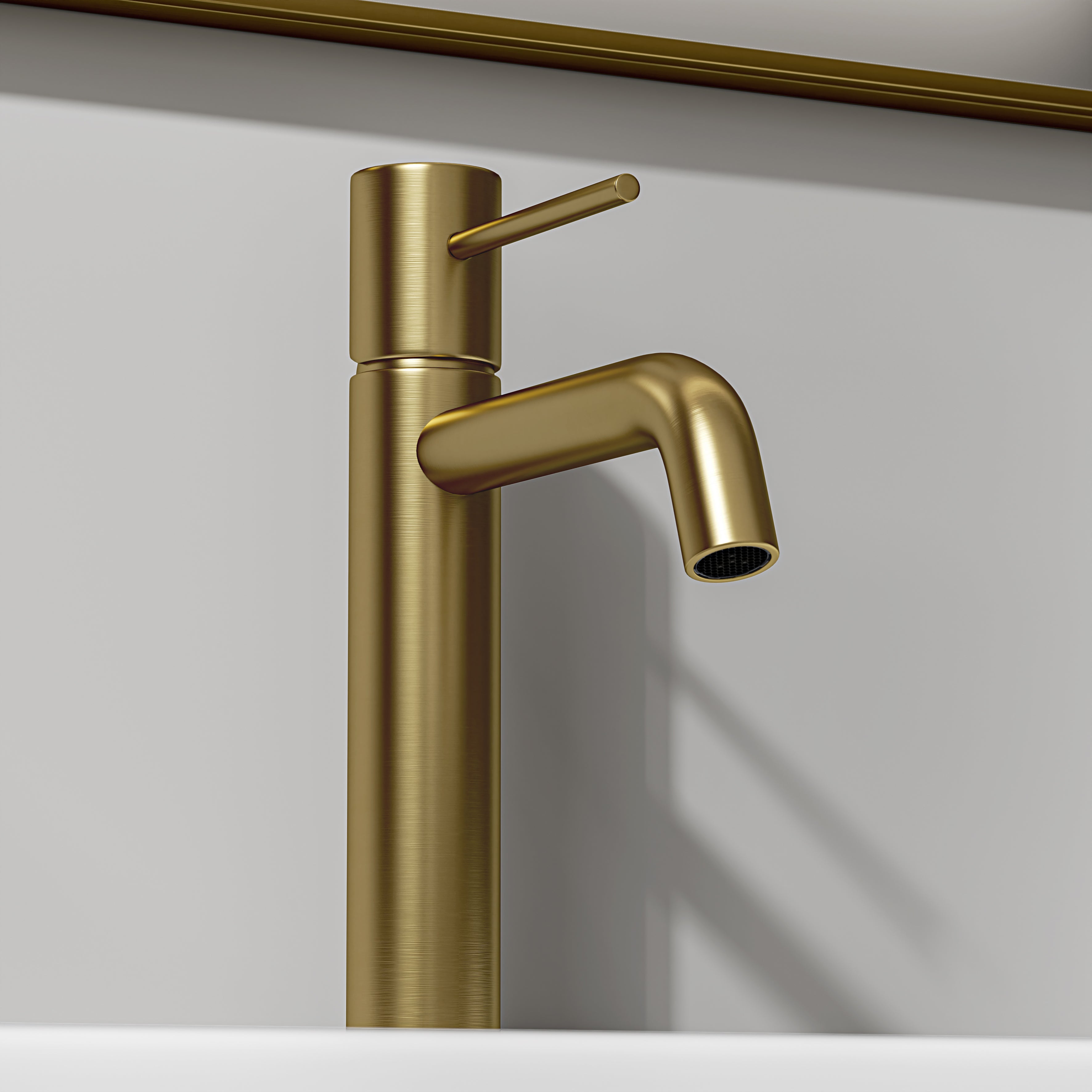 Nuvo Brushed Gold Curved Spout Basin Mixer Tap