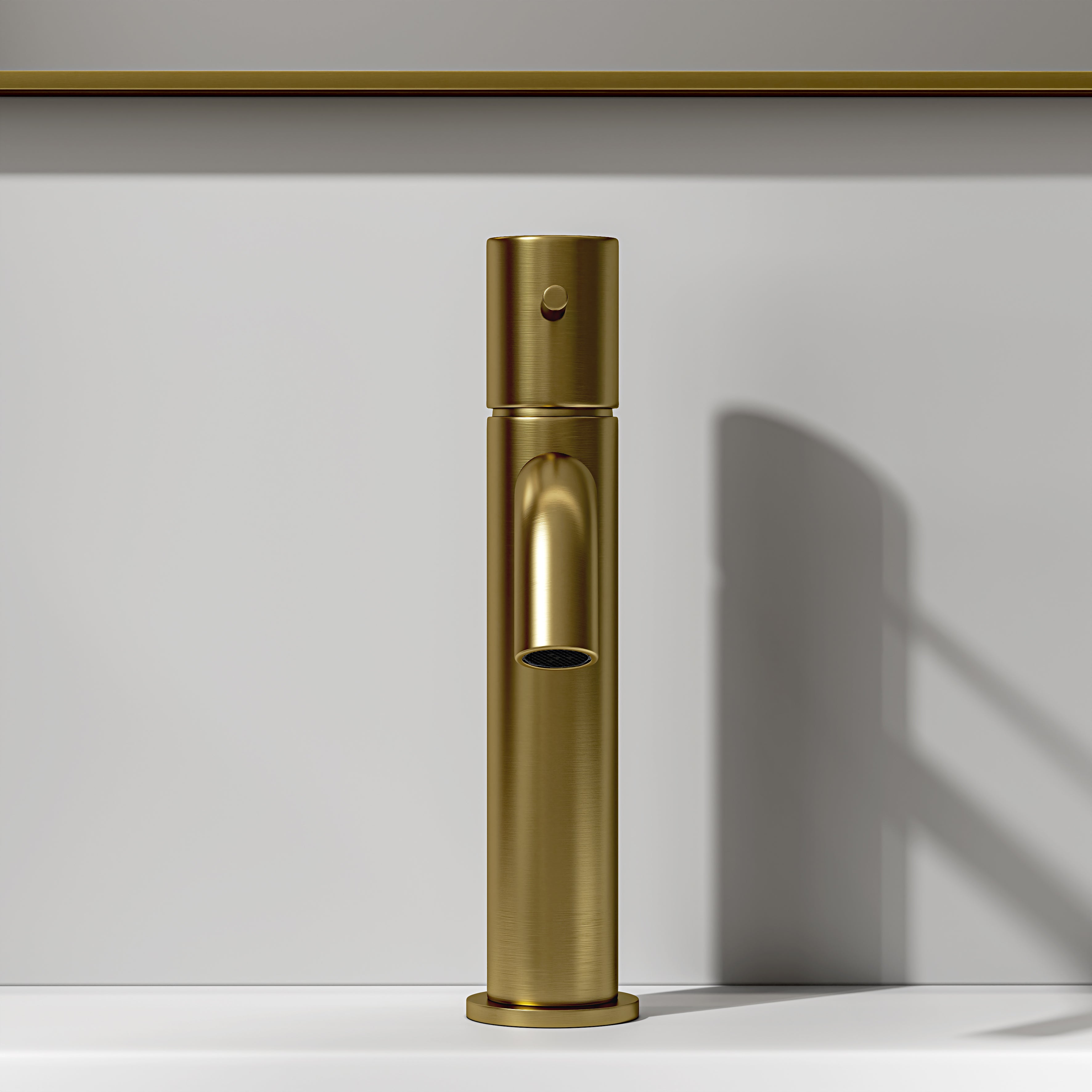 Nuvo Brushed Gold Curved Spout Basin Mixer Tap