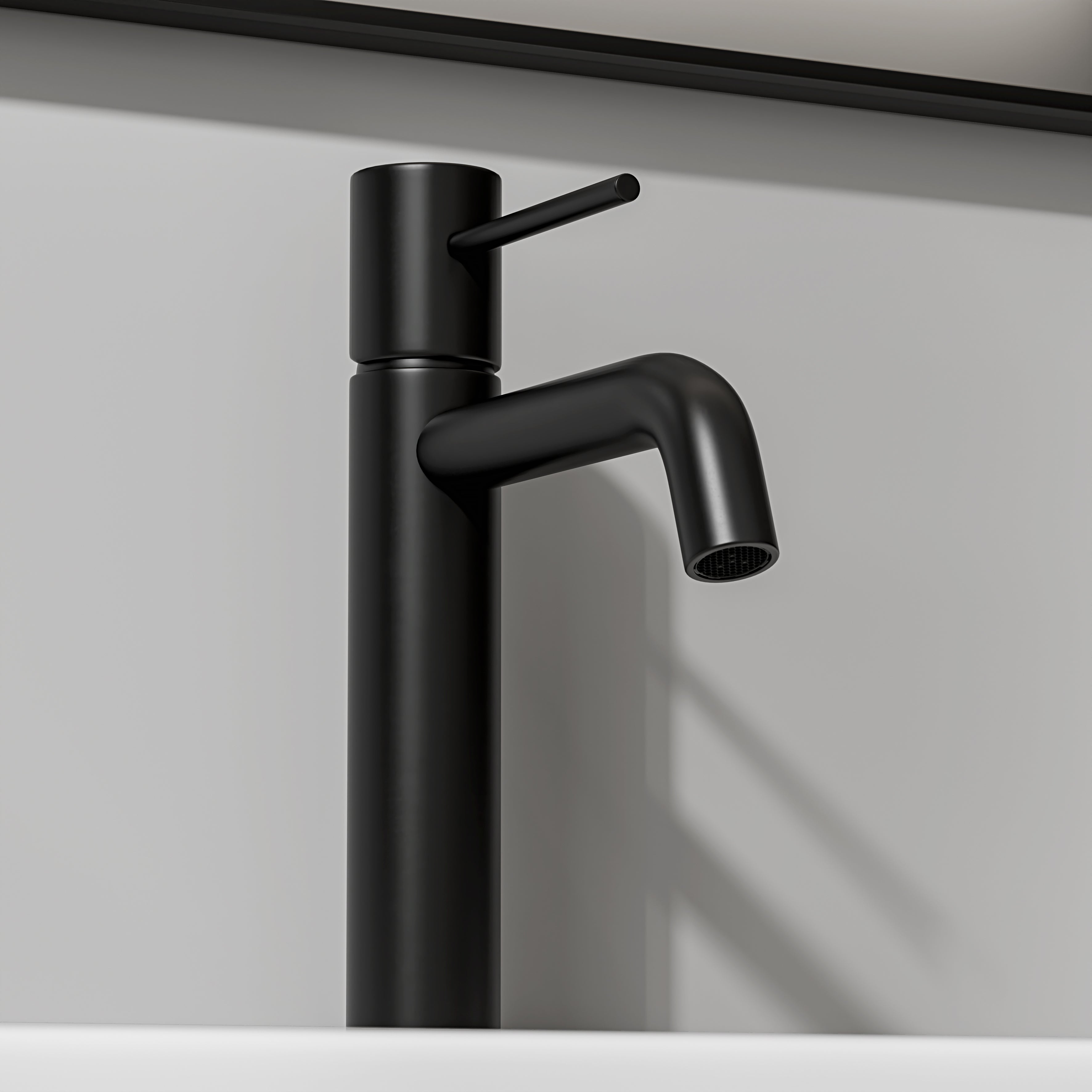 Nuvo Matte Black Curved Spout Basin Mixer Tap