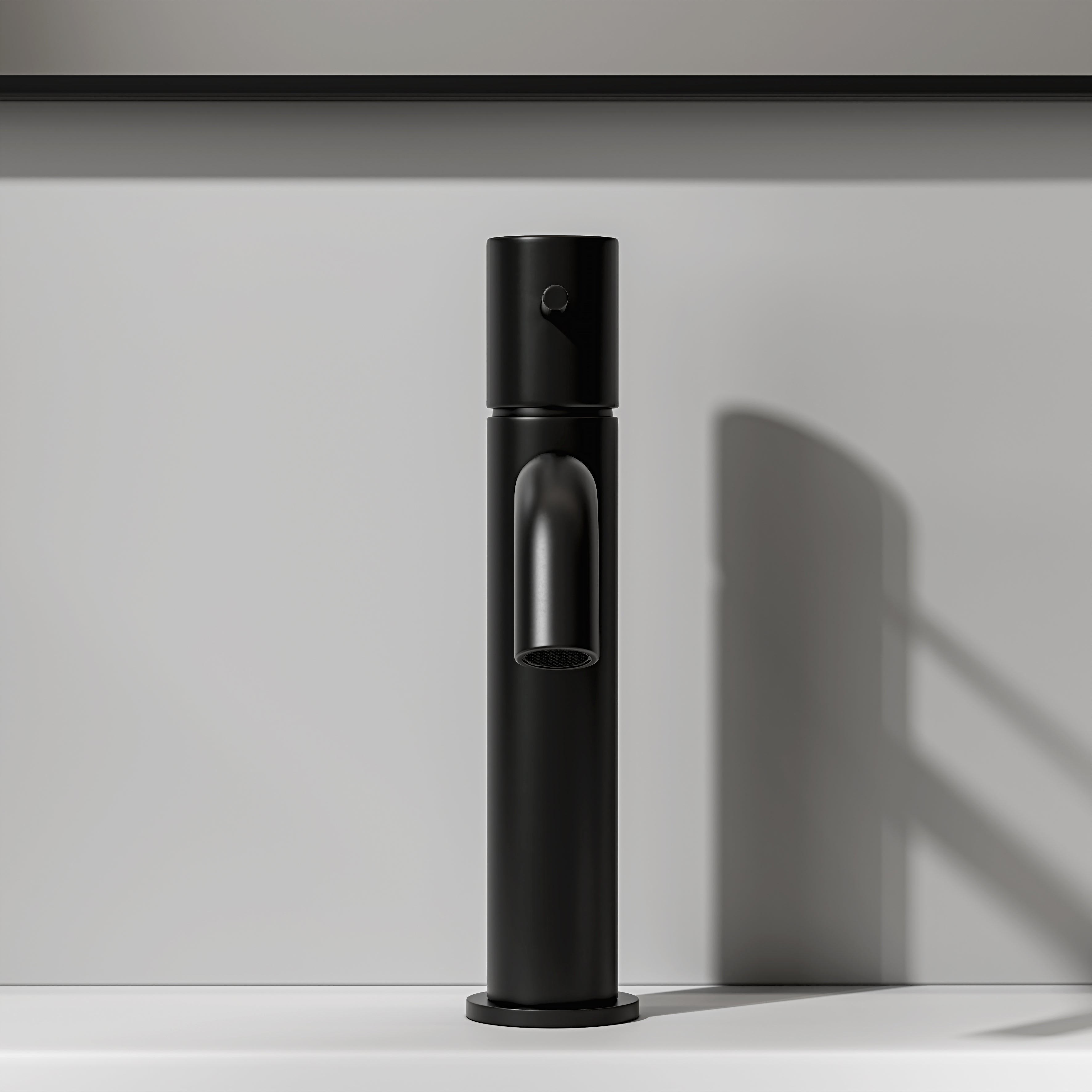 Nuvo Matte Black Curved Spout Basin Mixer Tap