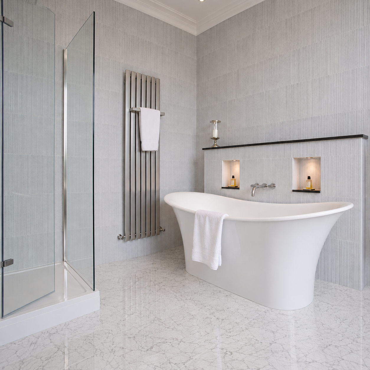 Elias Brushed Stainless Designer Radiator 1500mm