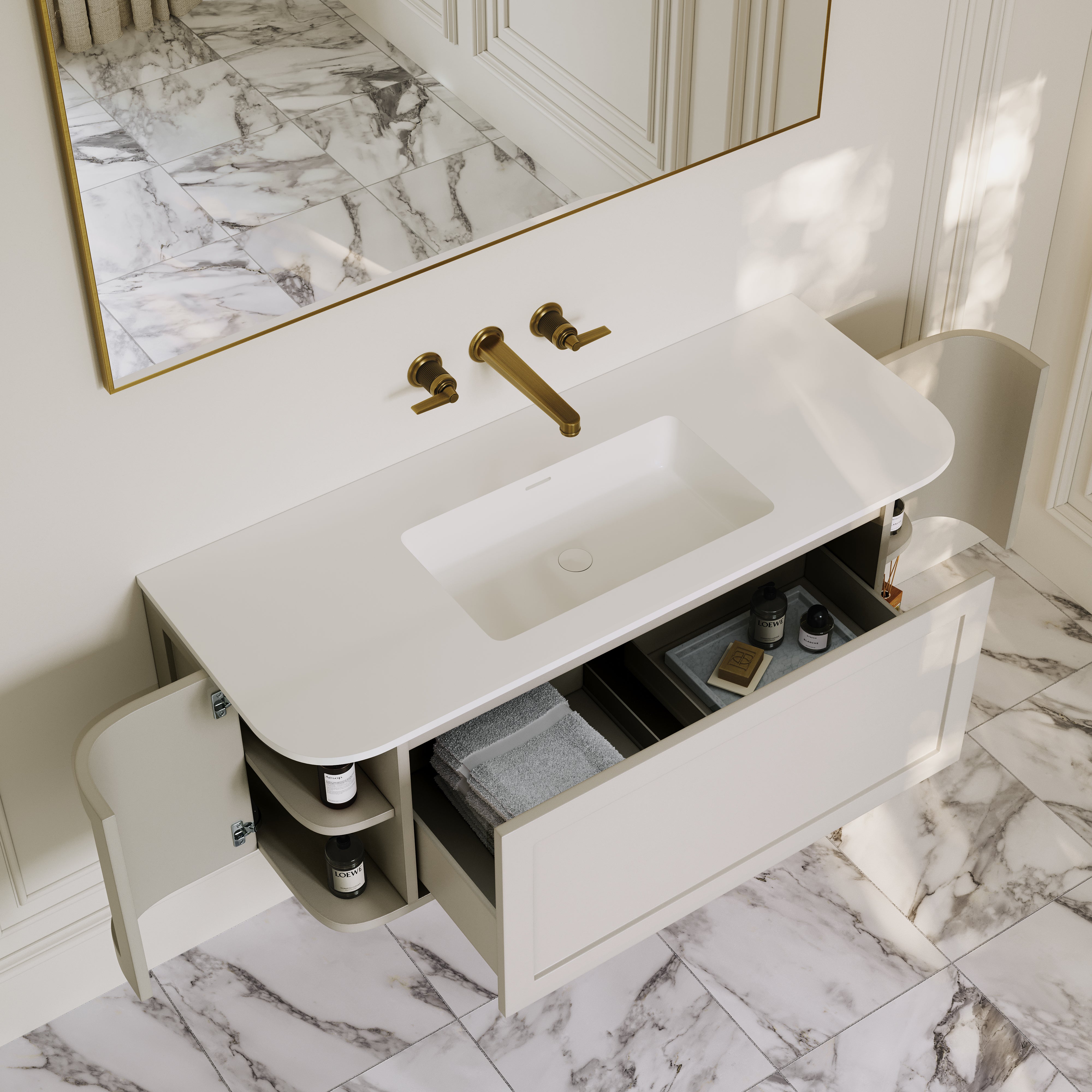 Emory Vanity Unit with Stone Basin (Cream 1200mm)