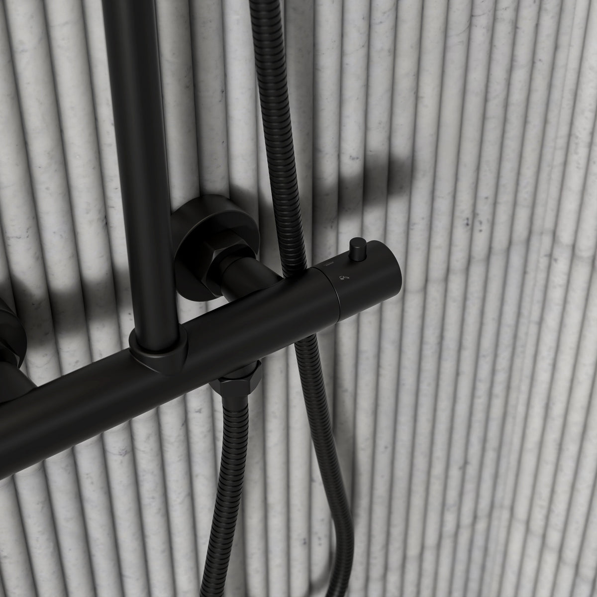 Moreno Matte Black Exposed Thermostatic Shower With Riser