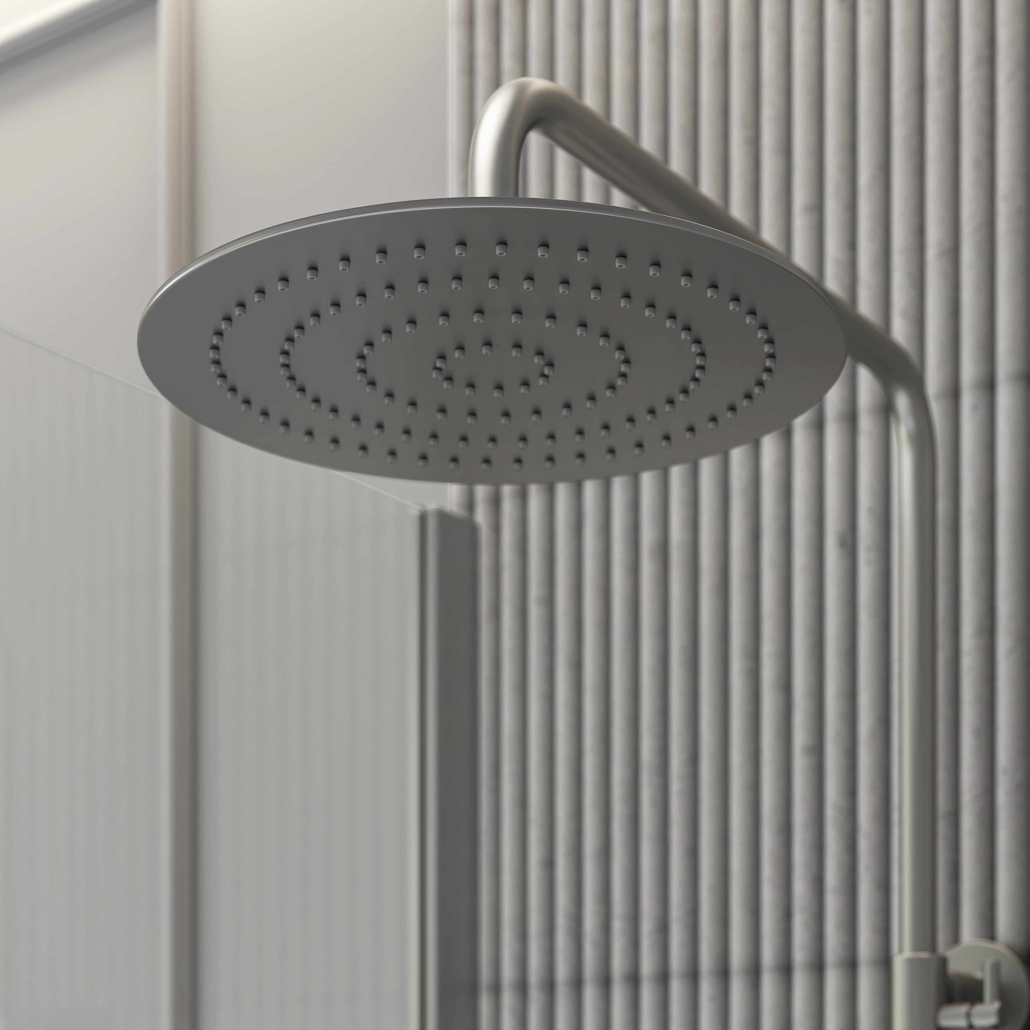 Moreno Brushed Stainless Exposed Thermostatic Shower With Riser