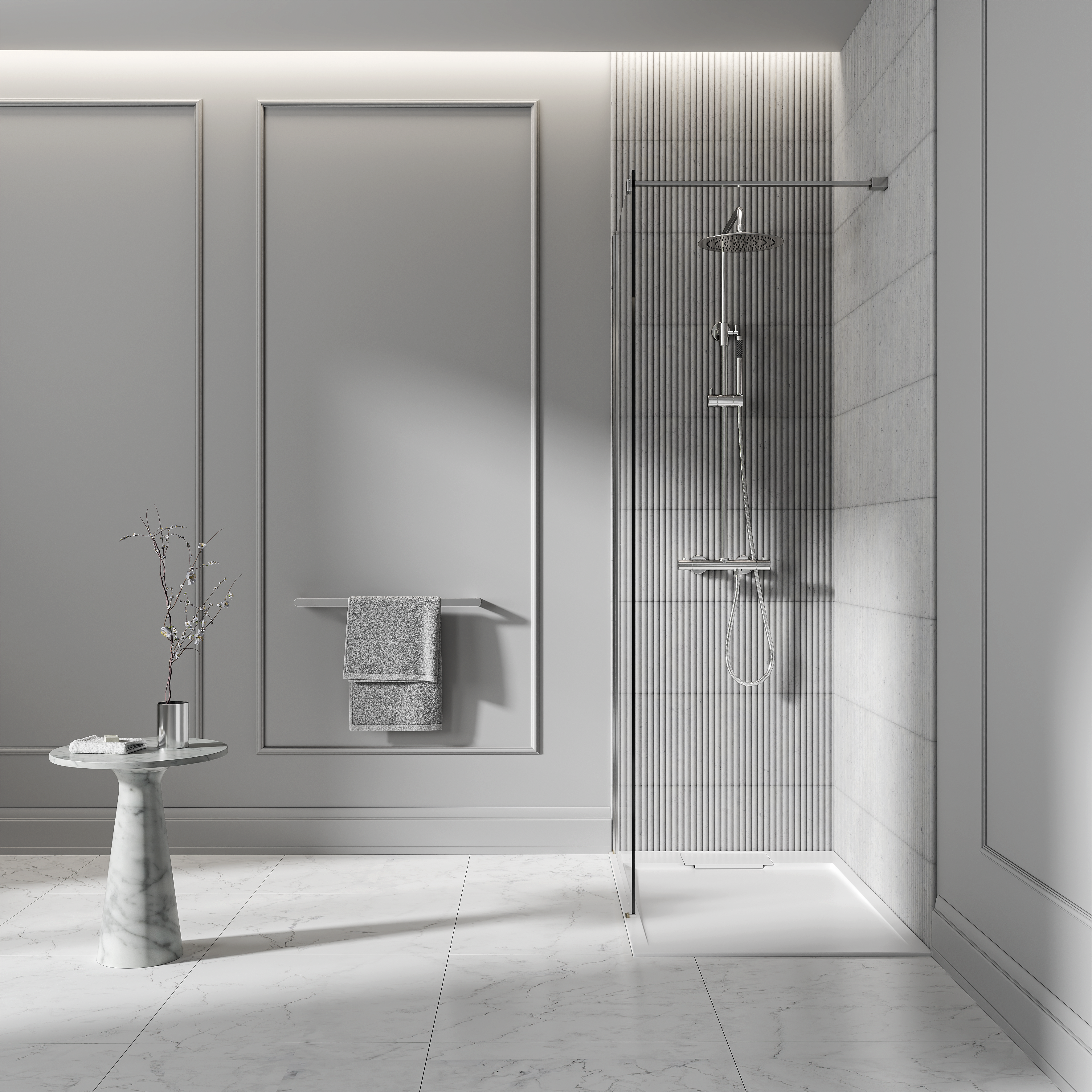Moreno Chrome Exposed Thermostatic Shower With Riser