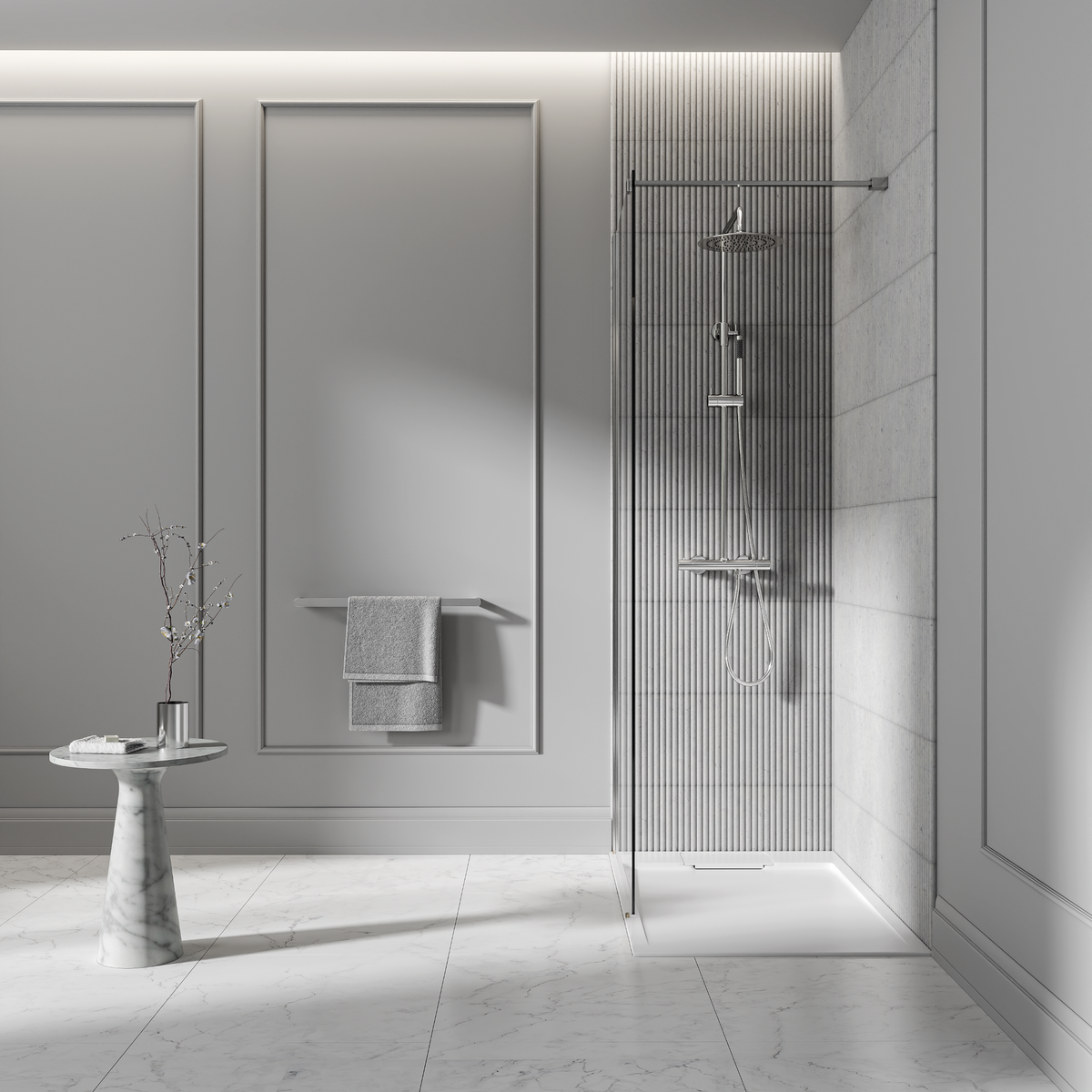 Moreno Chrome Exposed Thermostatic Shower With Riser