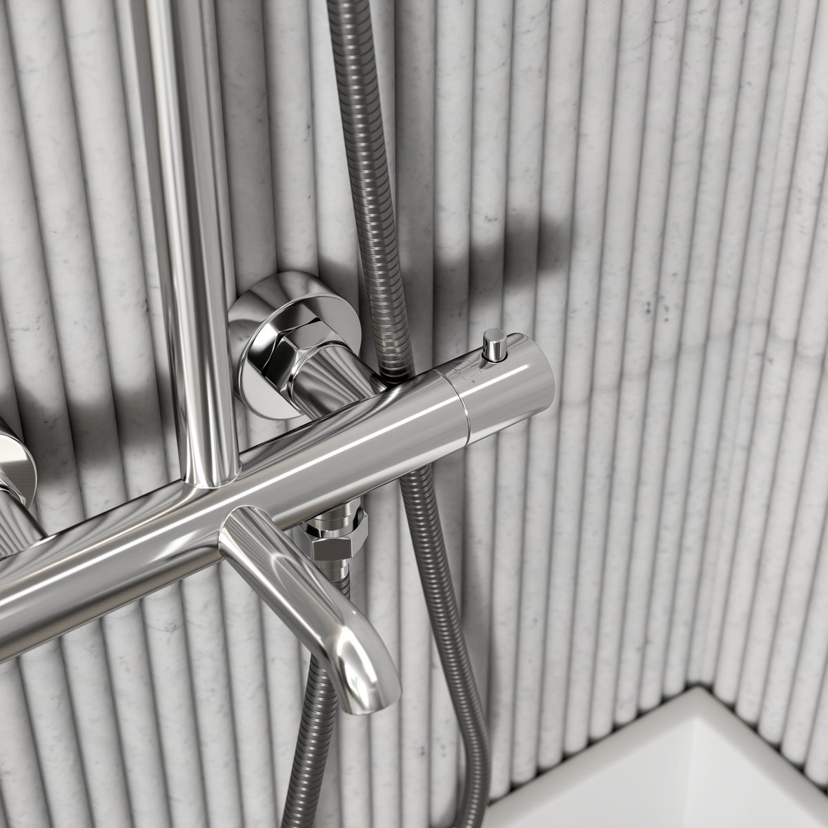 Moreno Chrome Exposed Thermostatic 3-Way Shower