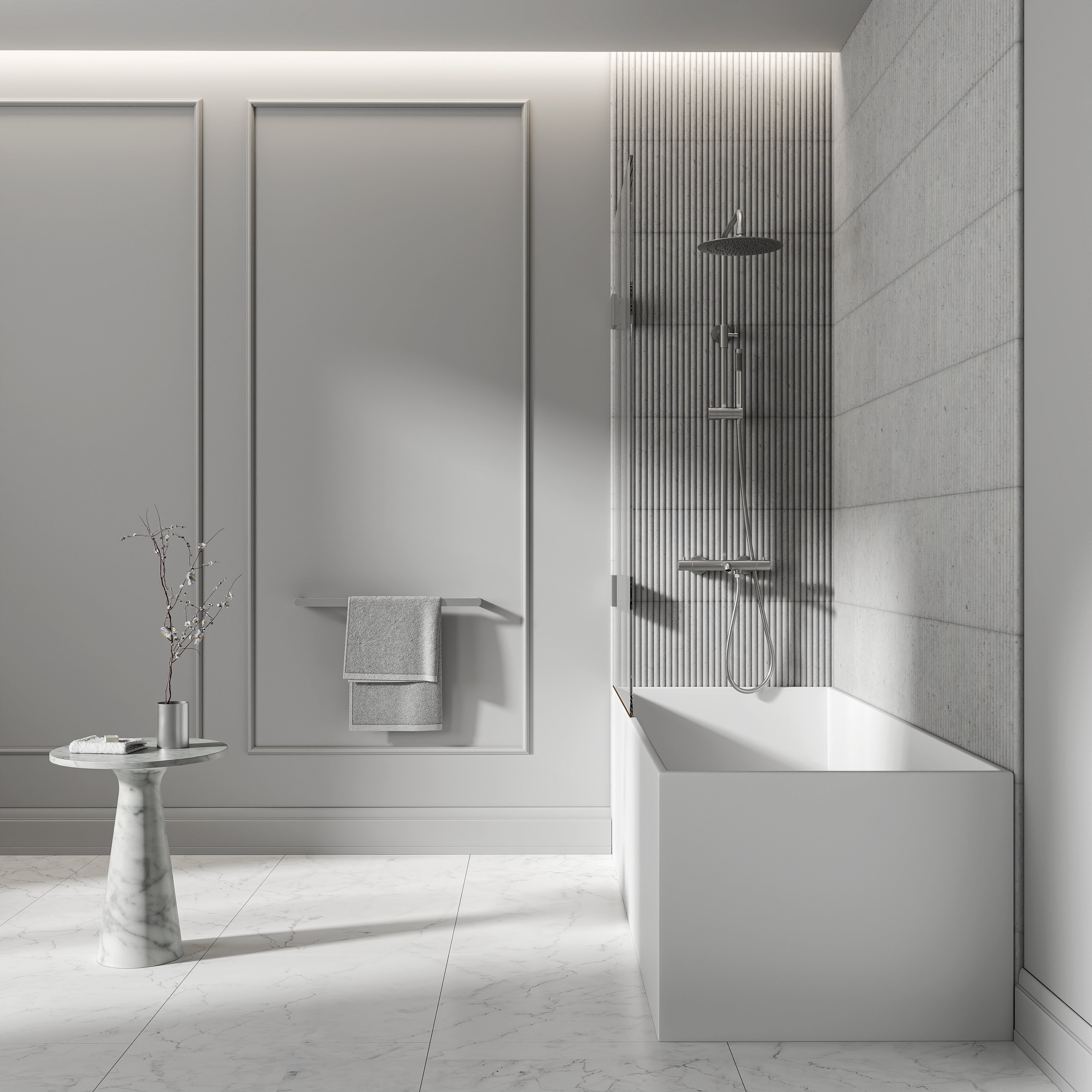 Moreno Brushed Stainless Exposed Thermostatic 3-Way Shower