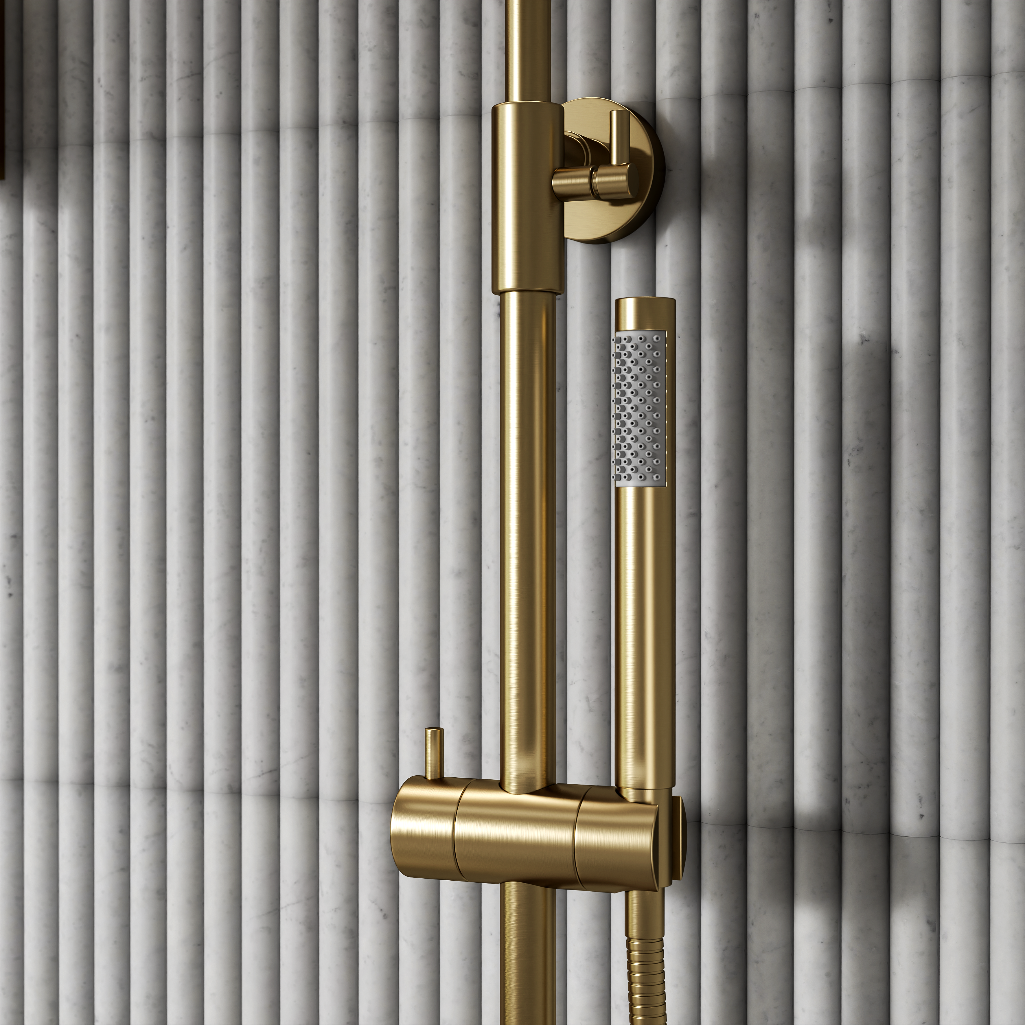 Moreno Brushed Gold Exposed Thermostatic 3-Way Shower