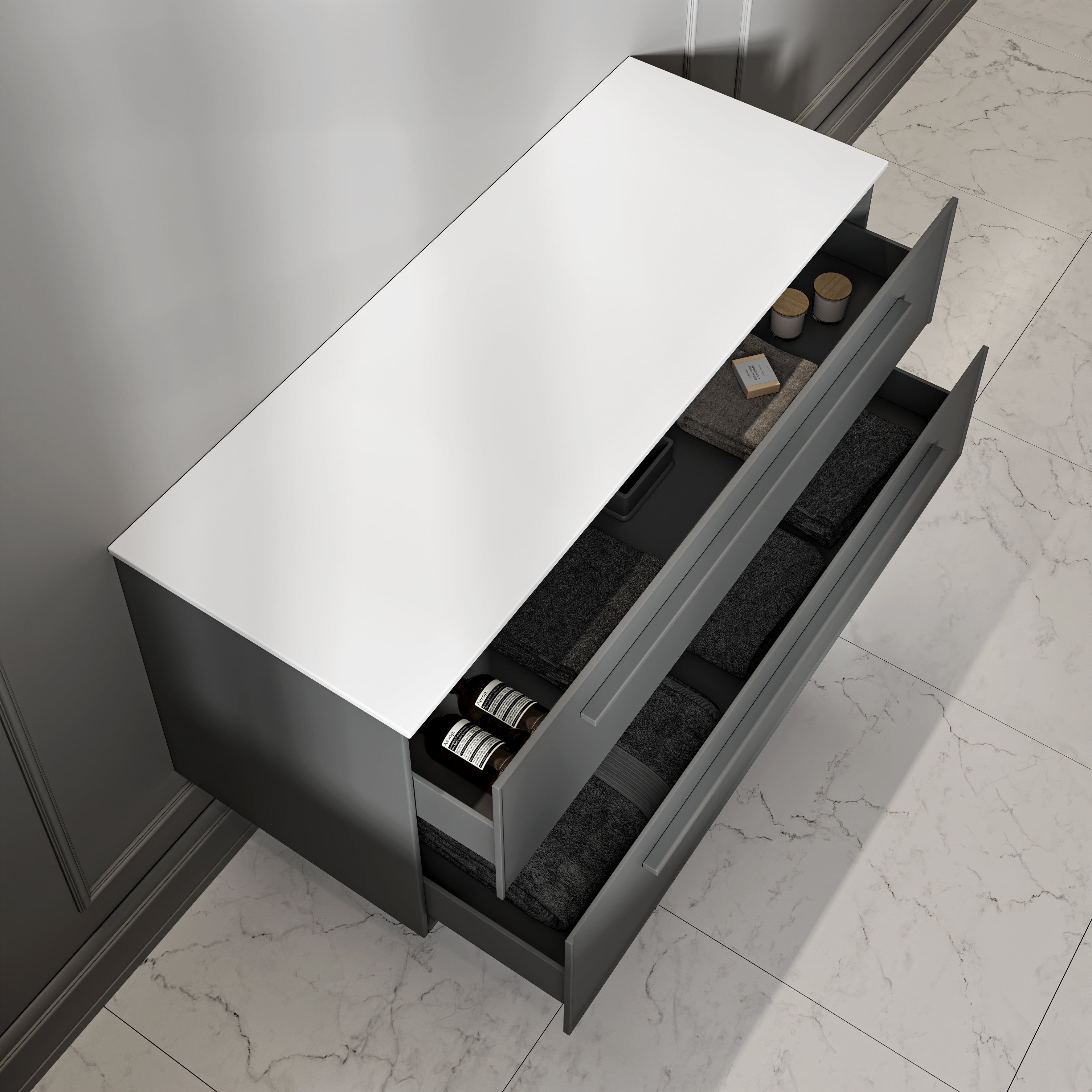 Farringdon Vanity Unit with Stone Countertop (Matte Anthracite 1200mm)