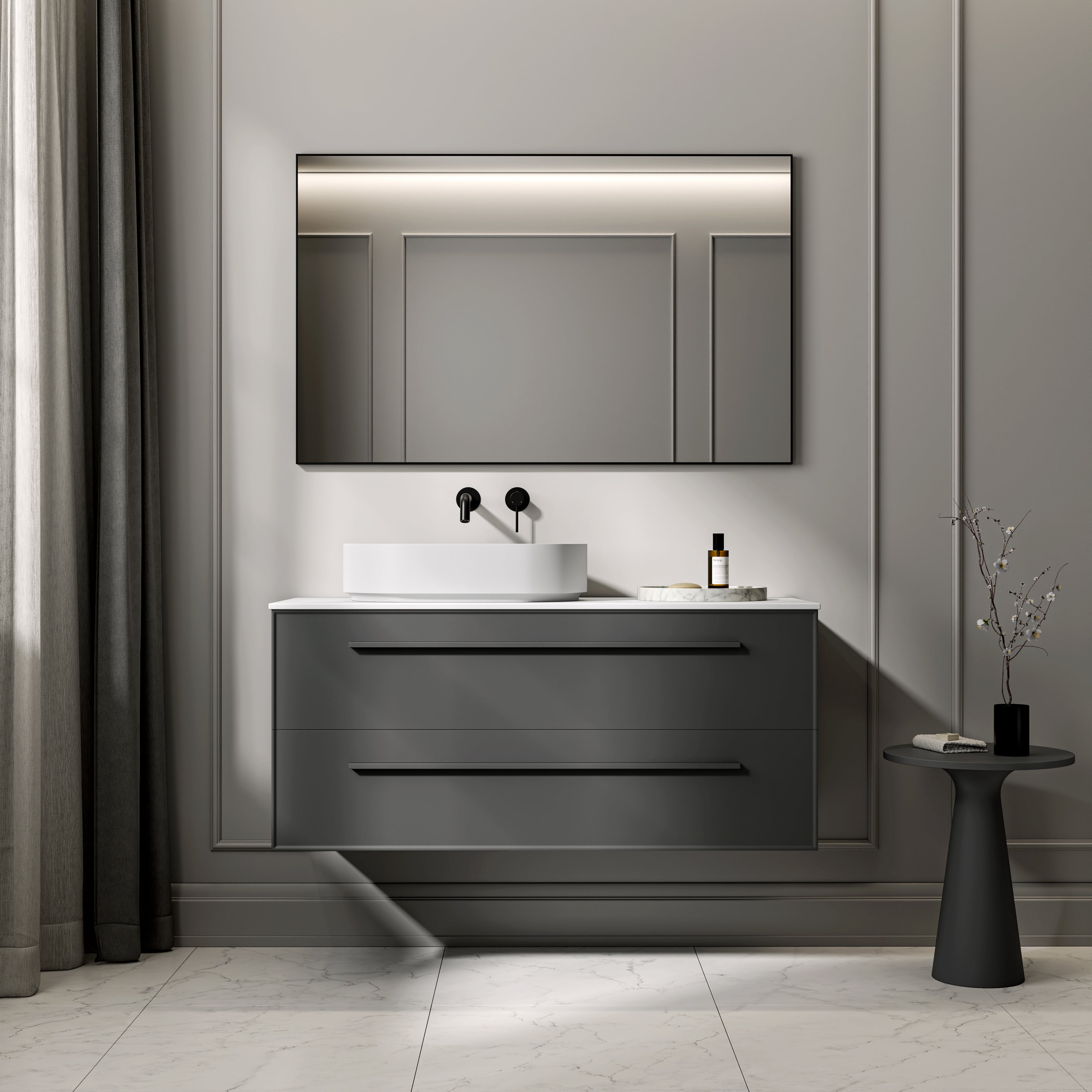 Farringdon Vanity Unit with Stone Countertop (Matte Anthracite 1200mm)
