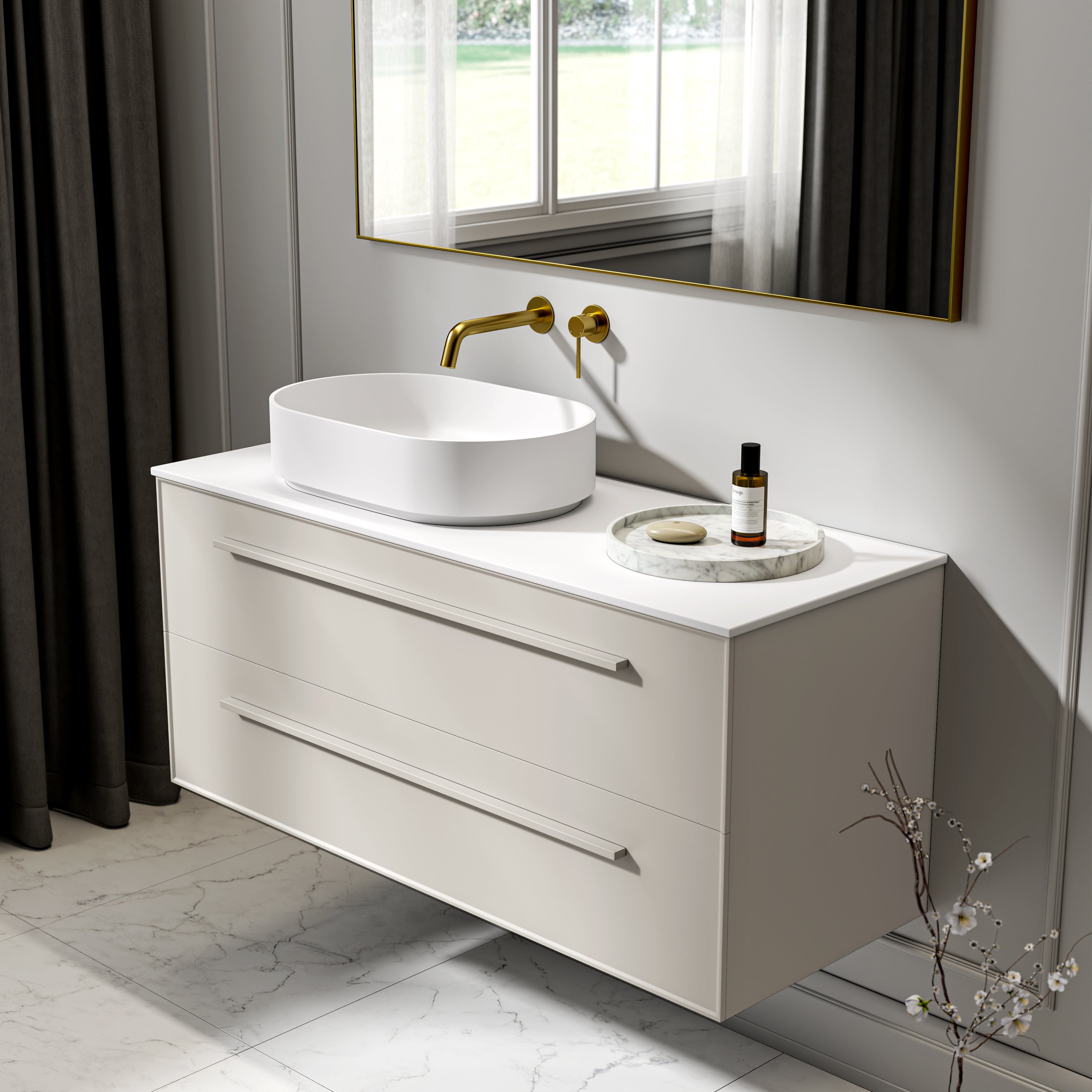 Farringdon Vanity Unit with Stone Countertop (Matte Cappuccino 1200mm)