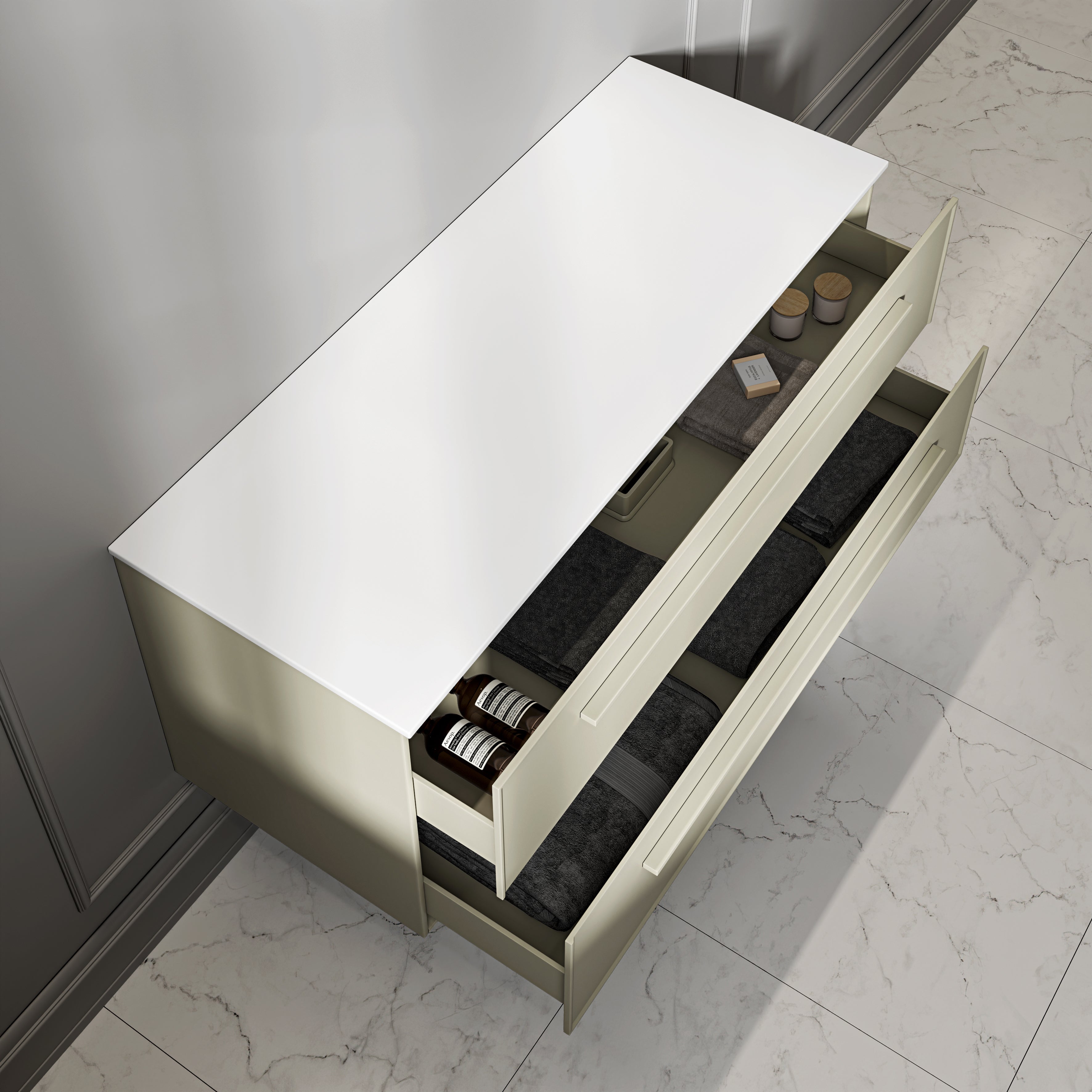 Farringdon Vanity Unit with Stone Countertop (Matte Olive 1200mm)