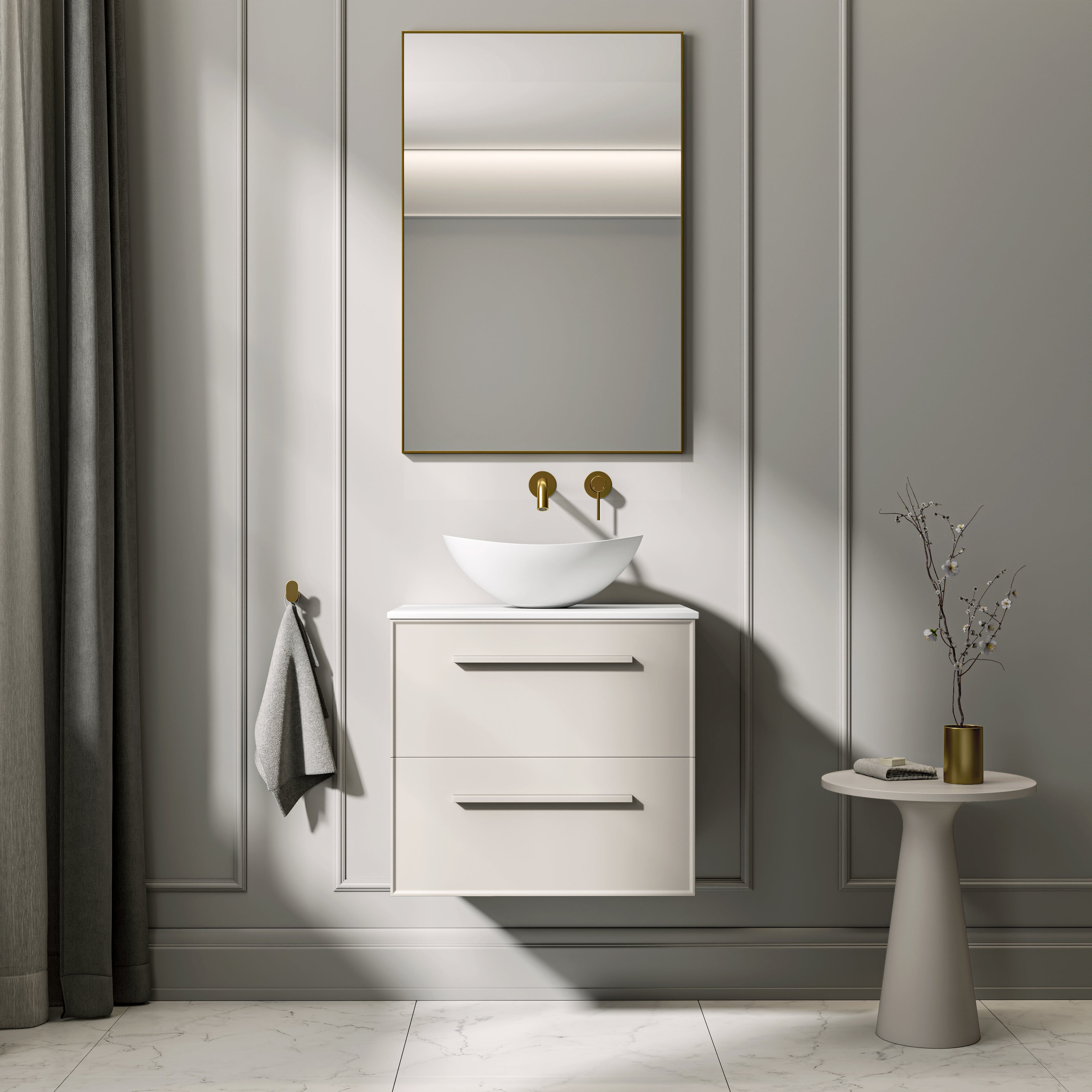 Farringdon Vanity Unit with Stone Countertop (Matte Cappuccino 600mm)