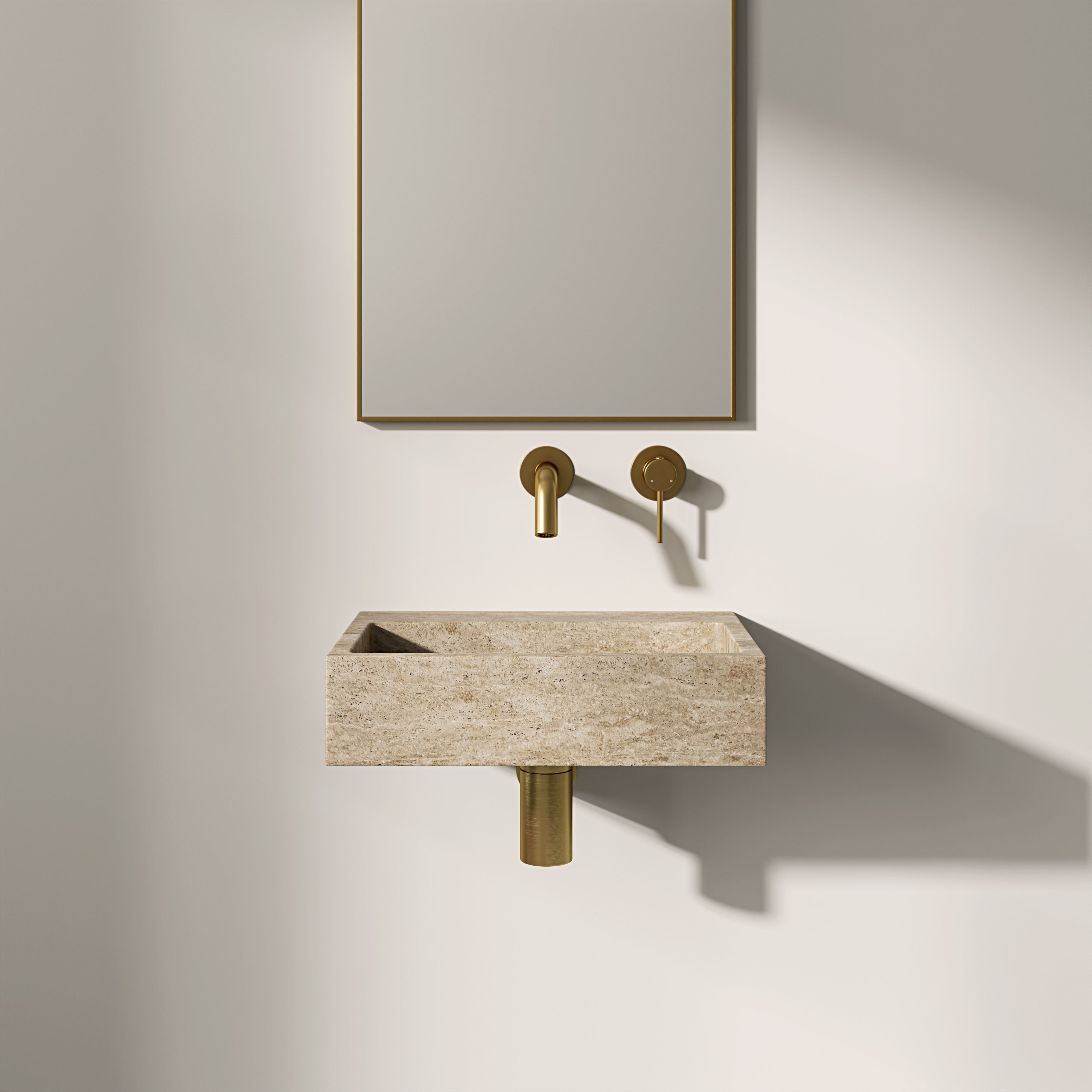 Figo Travertine Marble Wall Hung Basin 400mm