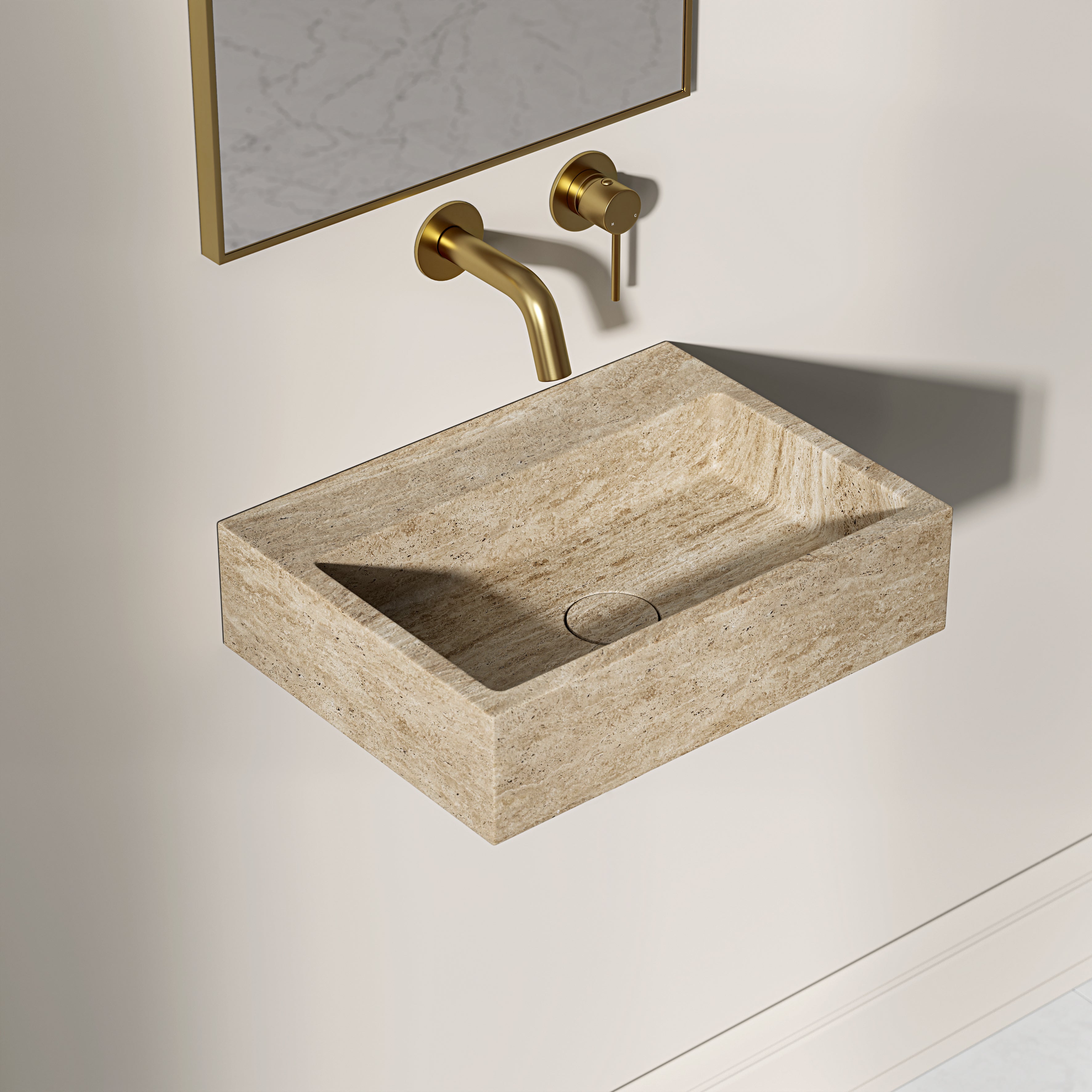 Figo Travertine Marble Wall Hung Basin 400mm