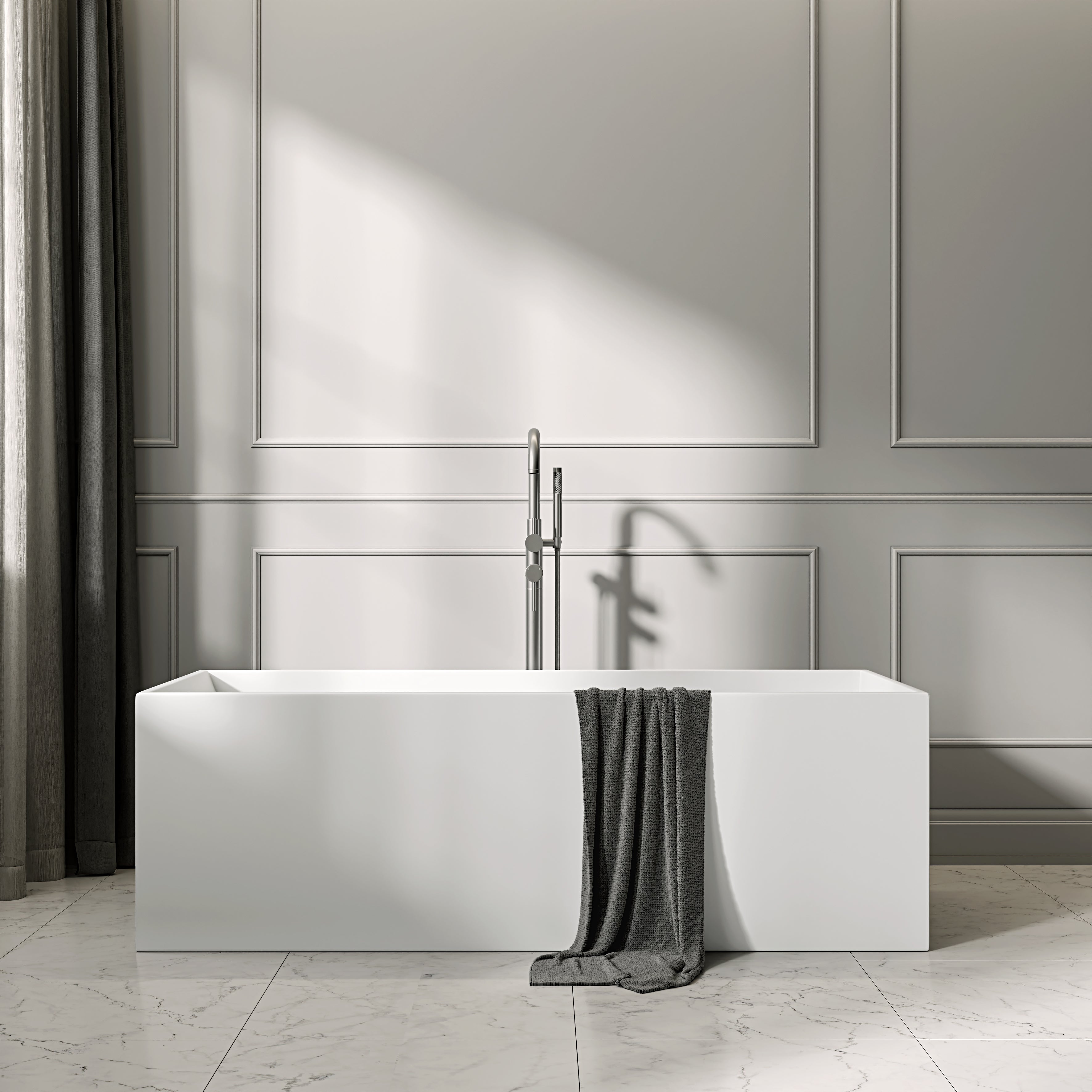 Nuvo Brushed Stainless Floorstanding Bath Shower Mixer Tap