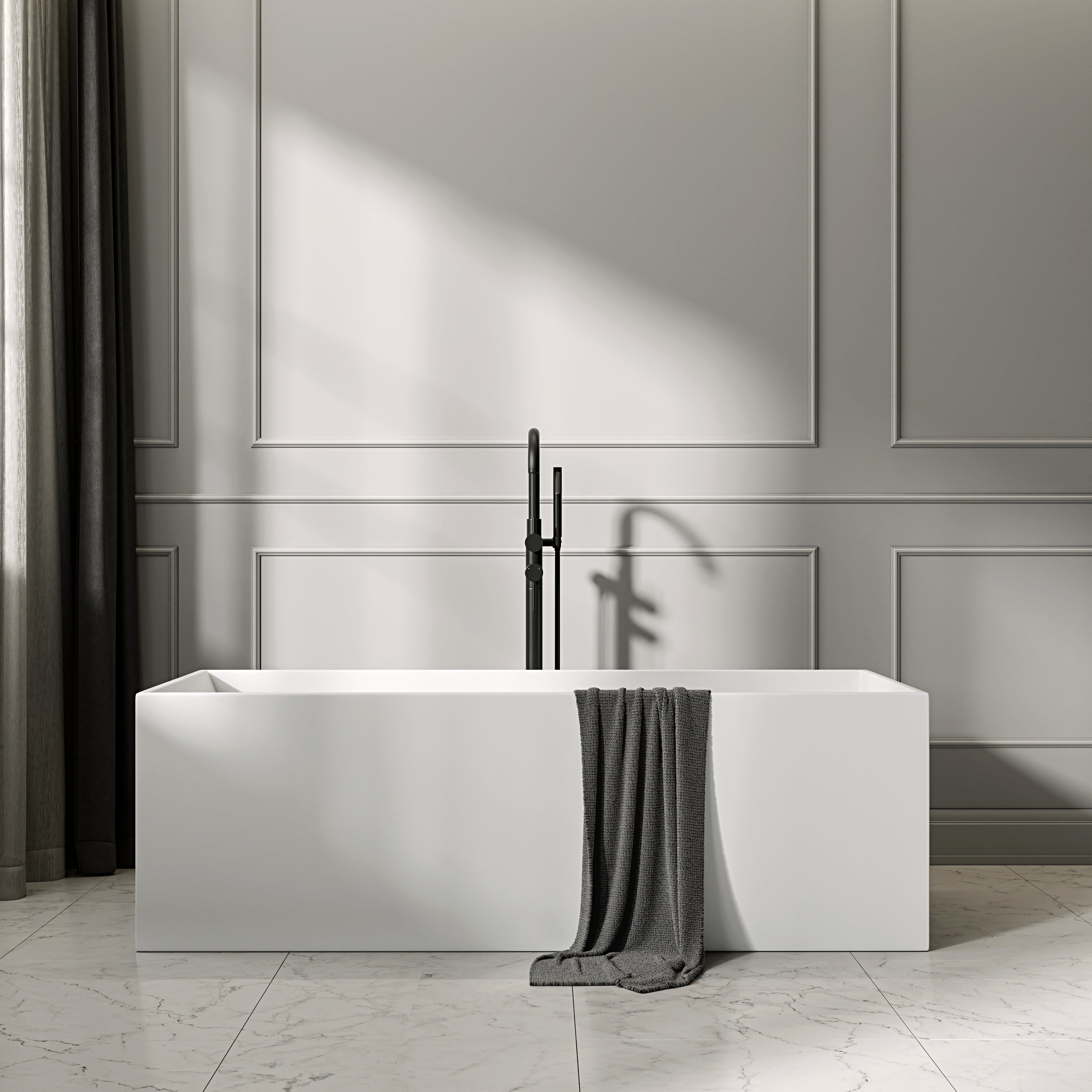 Nuvo Matte Black Floorstanding Bath Shower Mixer Tap