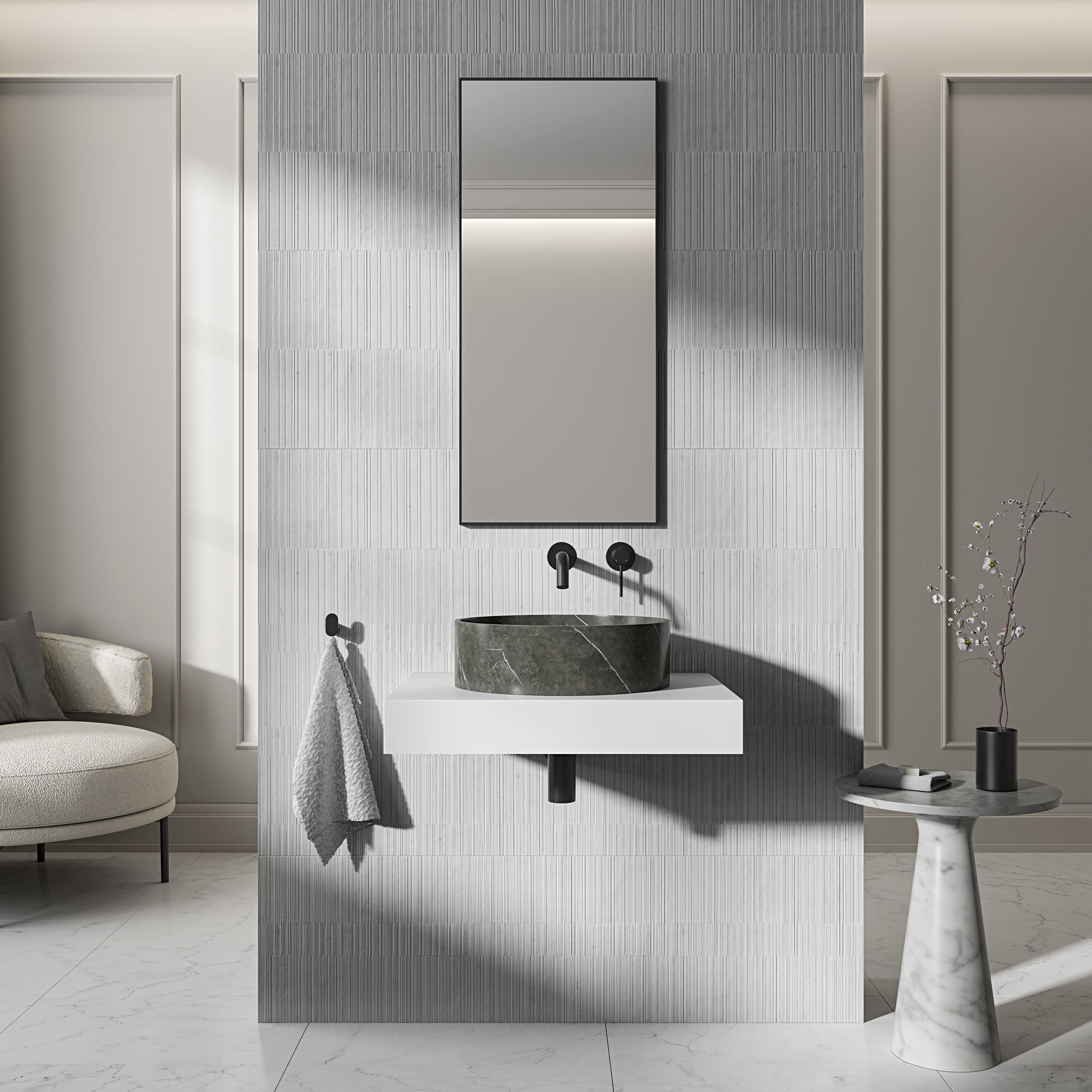 Valle Pietra Grey Marble Countertop Basin 400mm